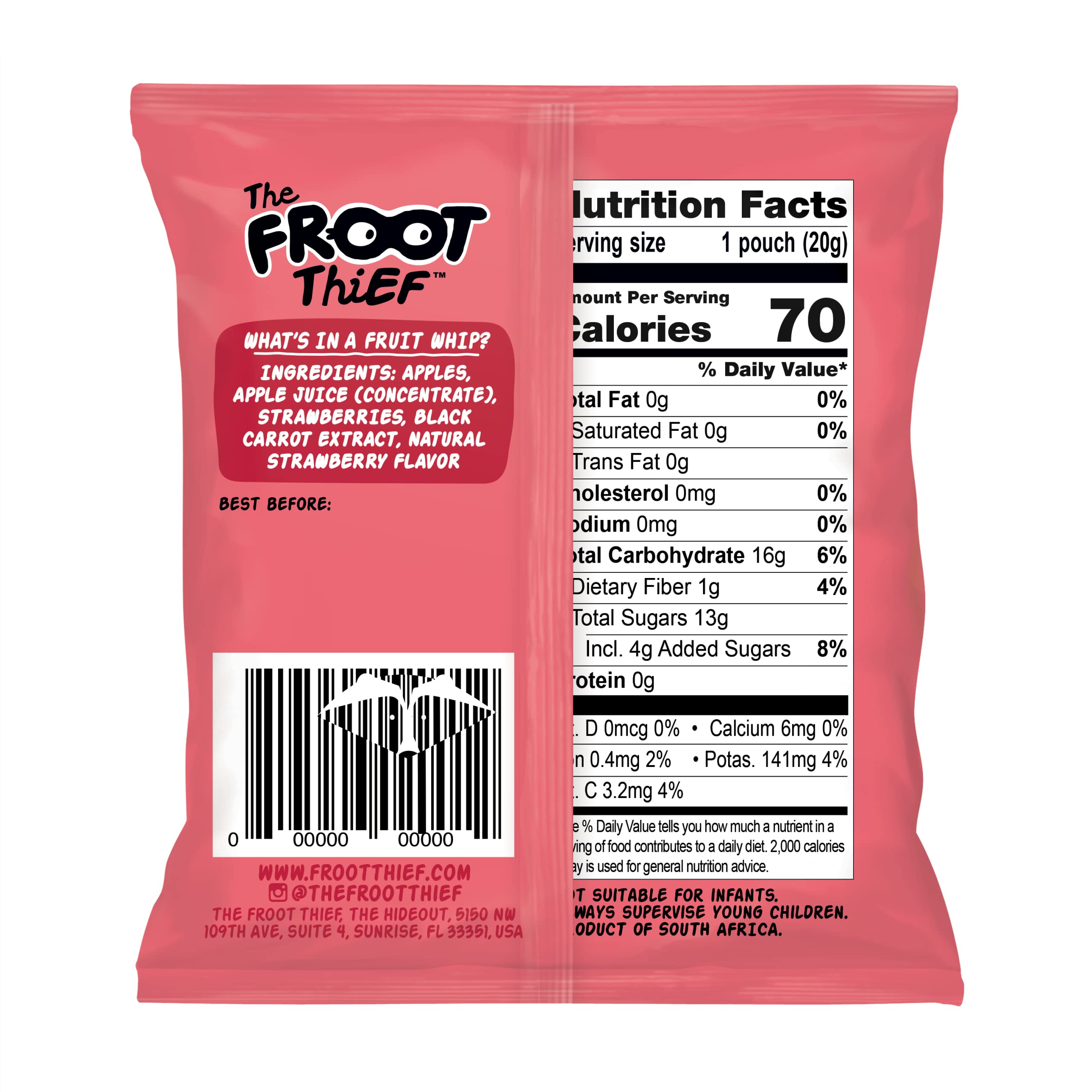 FROOT Thief Real Fruit Whips - 20 Count (1.06 Lbs) | Healthy Fruit Snacks for Kids & Adults | Perfect for Lunchboxes, Office Snacks & On-the-Go Energy