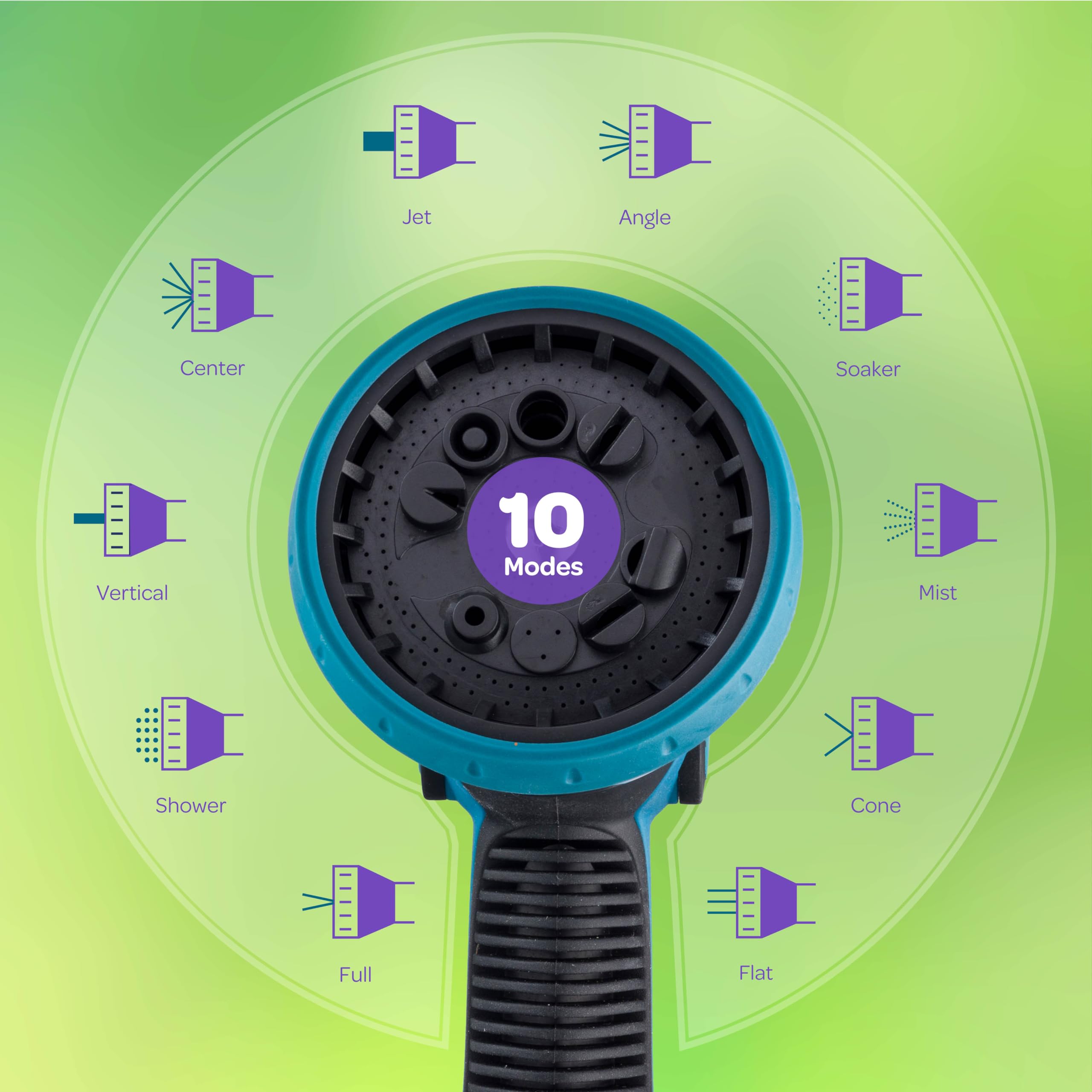 **Heavy Duty Garden Hose Nozzle [2 Pack] - 10 Adjustable Spray Patterns, Thumb Control & Ergonomic Grip - Perfect for Watering Plants, Lawns, Car Washing, and Outdoor Cleaning**