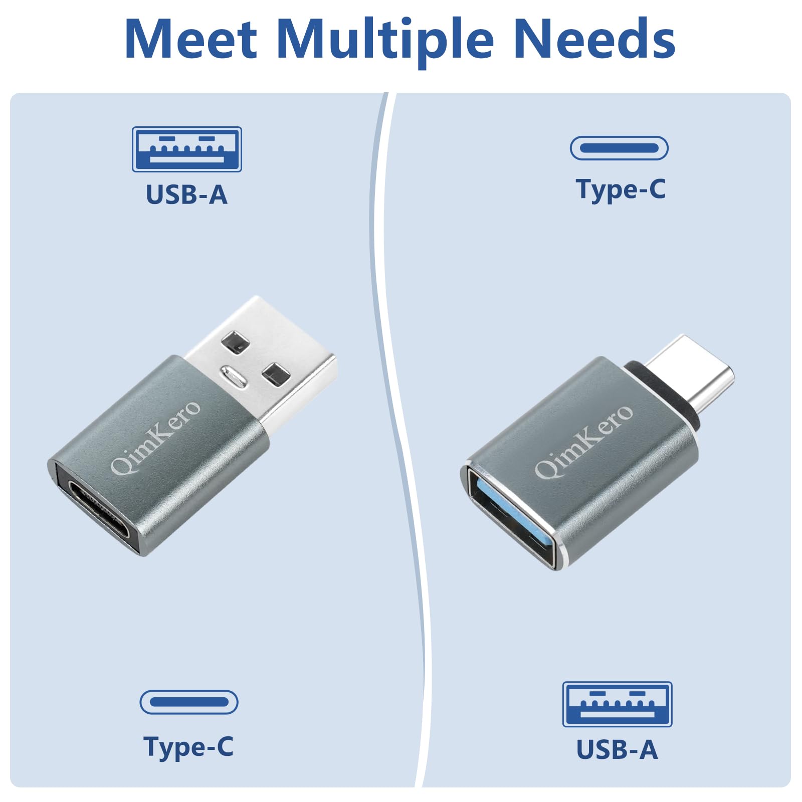 (4-Pack) USB Type C Female to USB A Male Charger Adapter & USB C Male to USB Female OTG Converter - Compatible with iPhone 16/15/14/13 Plus/Pro Max, Apple Watch 10, AirPods, iPad, Samsung Galaxy S23/S24 Ultra - Perfect for Travel, Car Charging & Device Connectivity