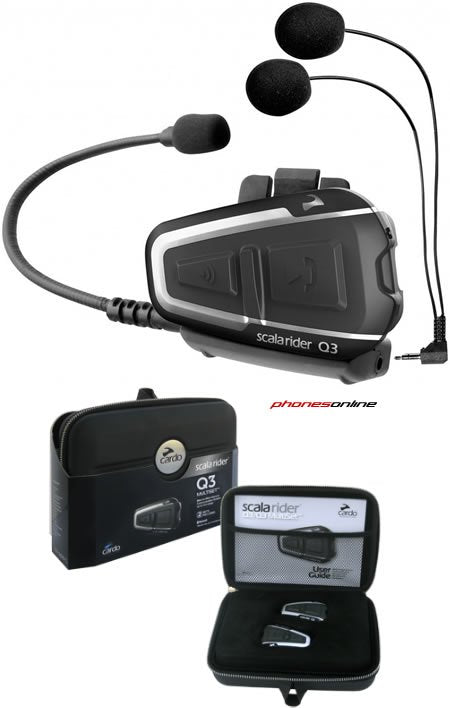 Cardo Scala Rider Q3 MultiSet Bluetooth Headset for Motorcycles - Wireless Communication for Riders, Perfect for Group Riding & Adventure Tours