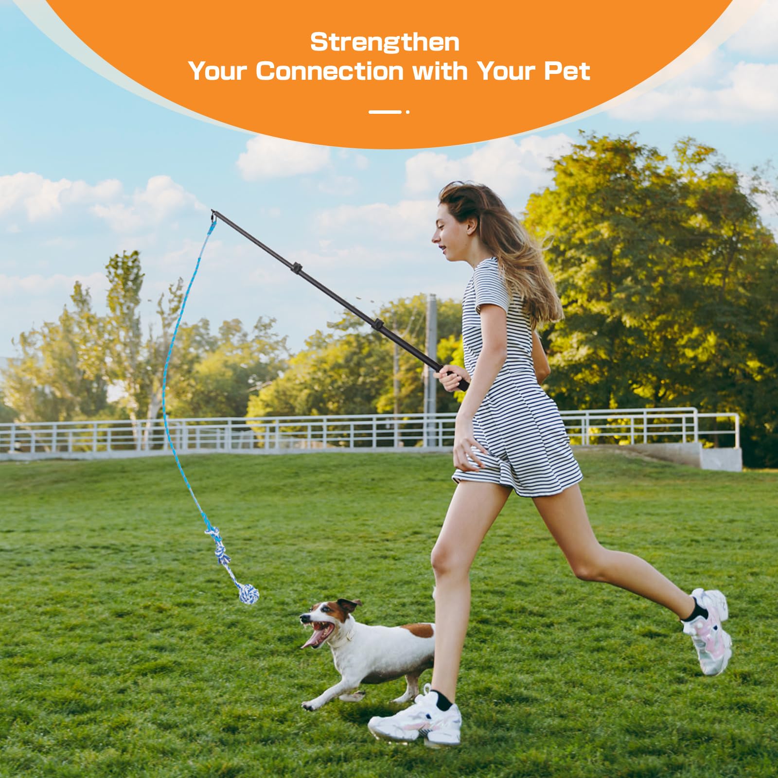 59 Inch Extendable Flirt Pole for Large Dogs - Interactive Dog Training Toy with Detachable Chew Toys - Perfect for Labs, German Shepherds & Golden Retrievers - Great for Outdoor Play, Exercise & Agility Training