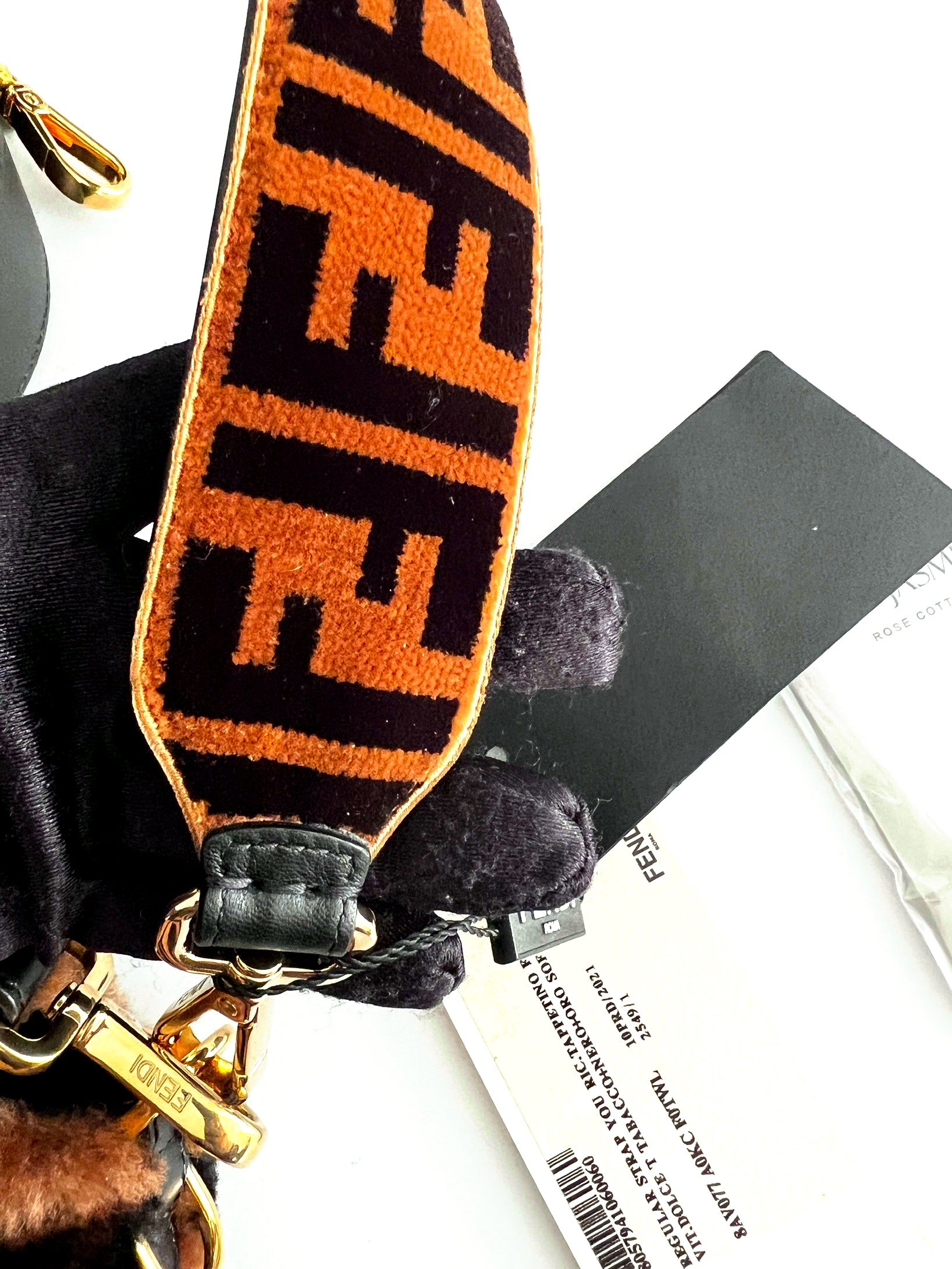 Fendi FF Shearling Baguette Bag with FF Velvet Strap - Luxury Crossbody Purse for Women, Perfect for Parties, Dates & Everyday Use