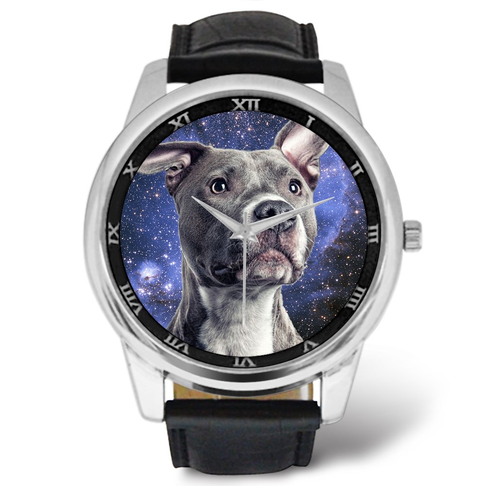Stylish Men's Watches - Unique Gifts for Dog Lovers | American Pit Bull Terrier & Nebula Design Watch | Perfect for Casual Wear, Outdoor Adventures & Pet Lovers