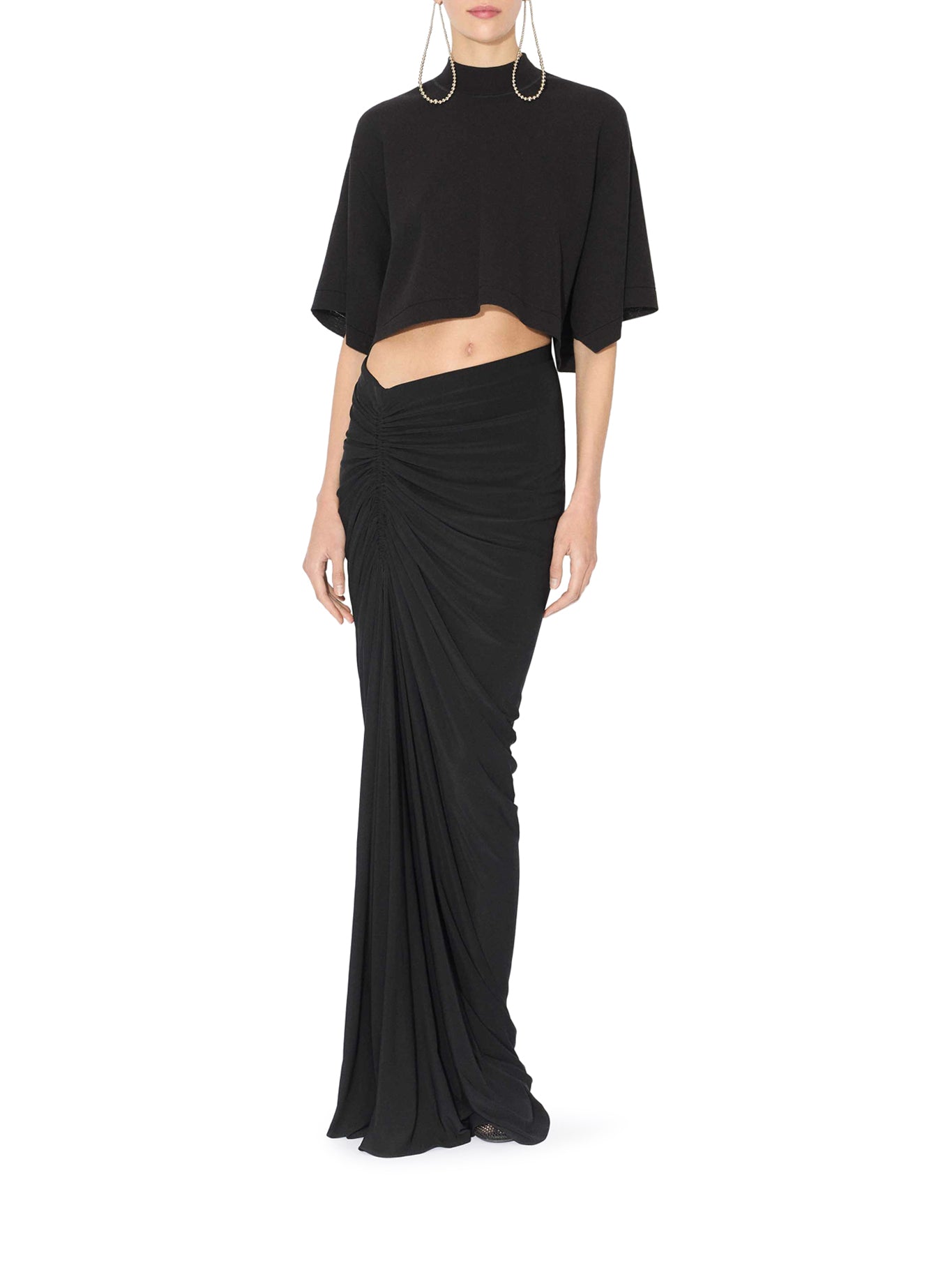 Stylish Draped Jersey Skirt for Women - Comfortable & Flowy Midi Skirt for Casual Wear, Office, and Summer Outfits