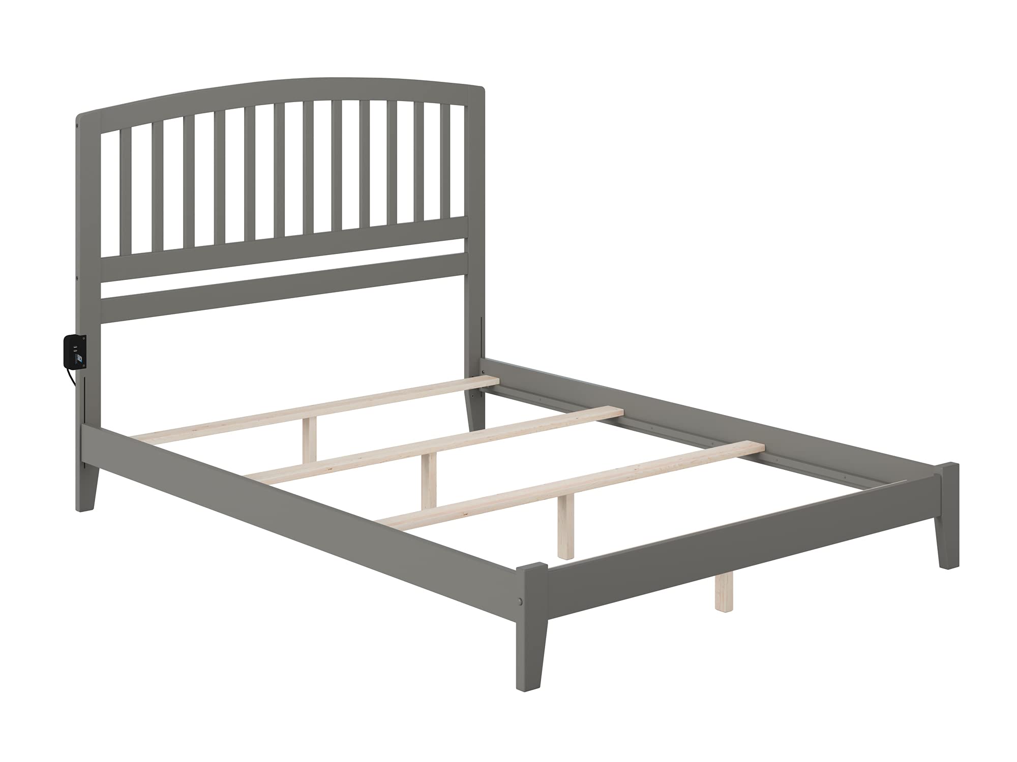 AFI Richmond King Platform Bed Frame with USB Charging Ports, Grey - Modern Bedroom Furniture for Convenient Charging & Stylish Sleep Space