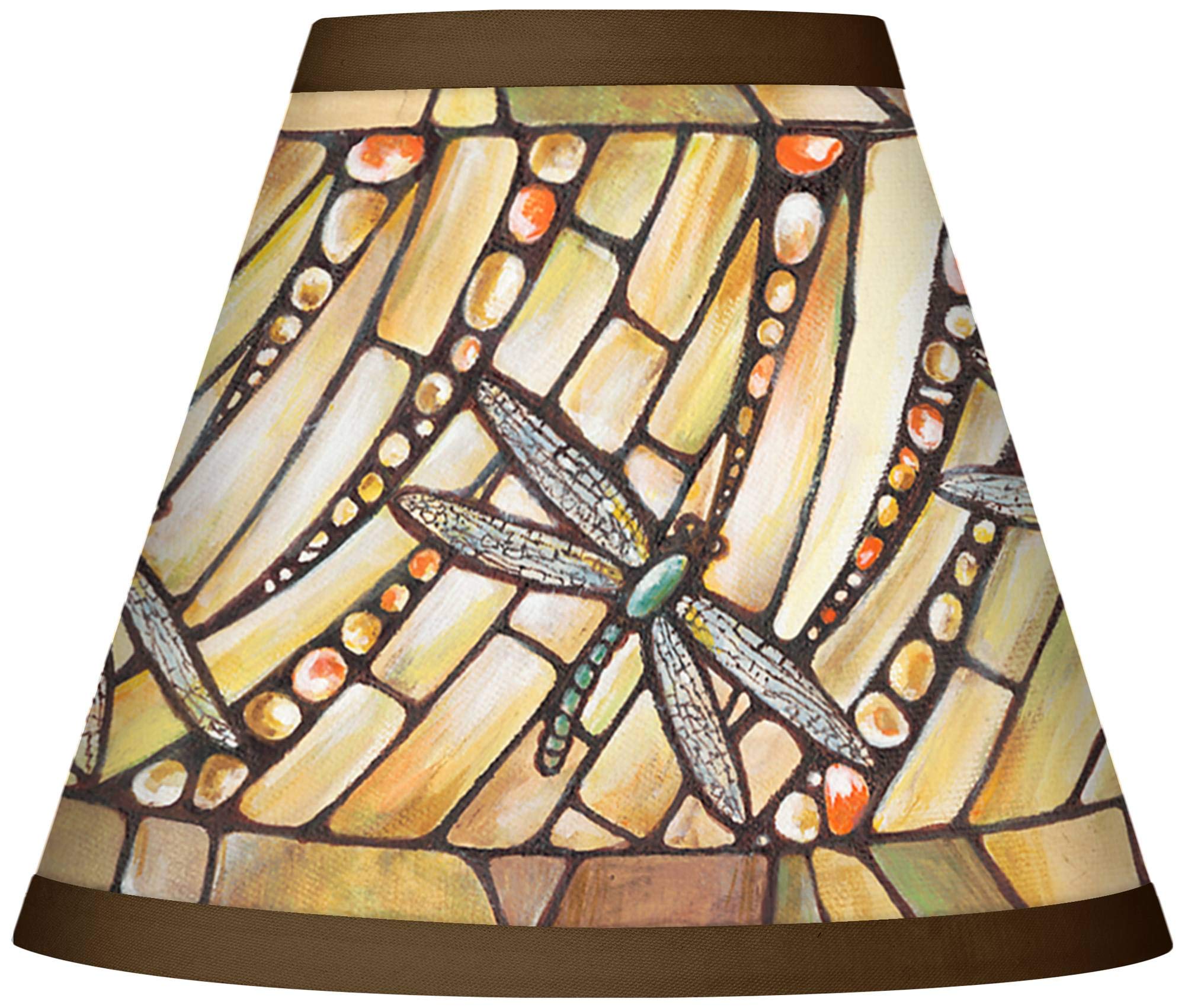 Set of 4 Empire Print Lamp Shades - Dragonfly Flight Brown Small 3
