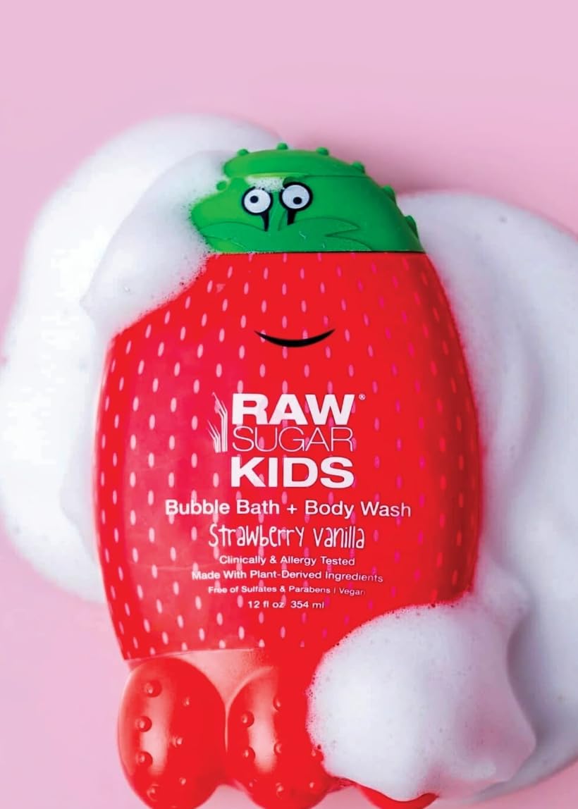 Strawberry Vanilla 2-in-1 Bubble Bath & Body Wash for Kids - Gentle Cleansing, Hydration & Soft Skin | Natural Ingredients, Tear-Free Formula | Perfect for Bath Time & Sensitive Skin Care (12oz)