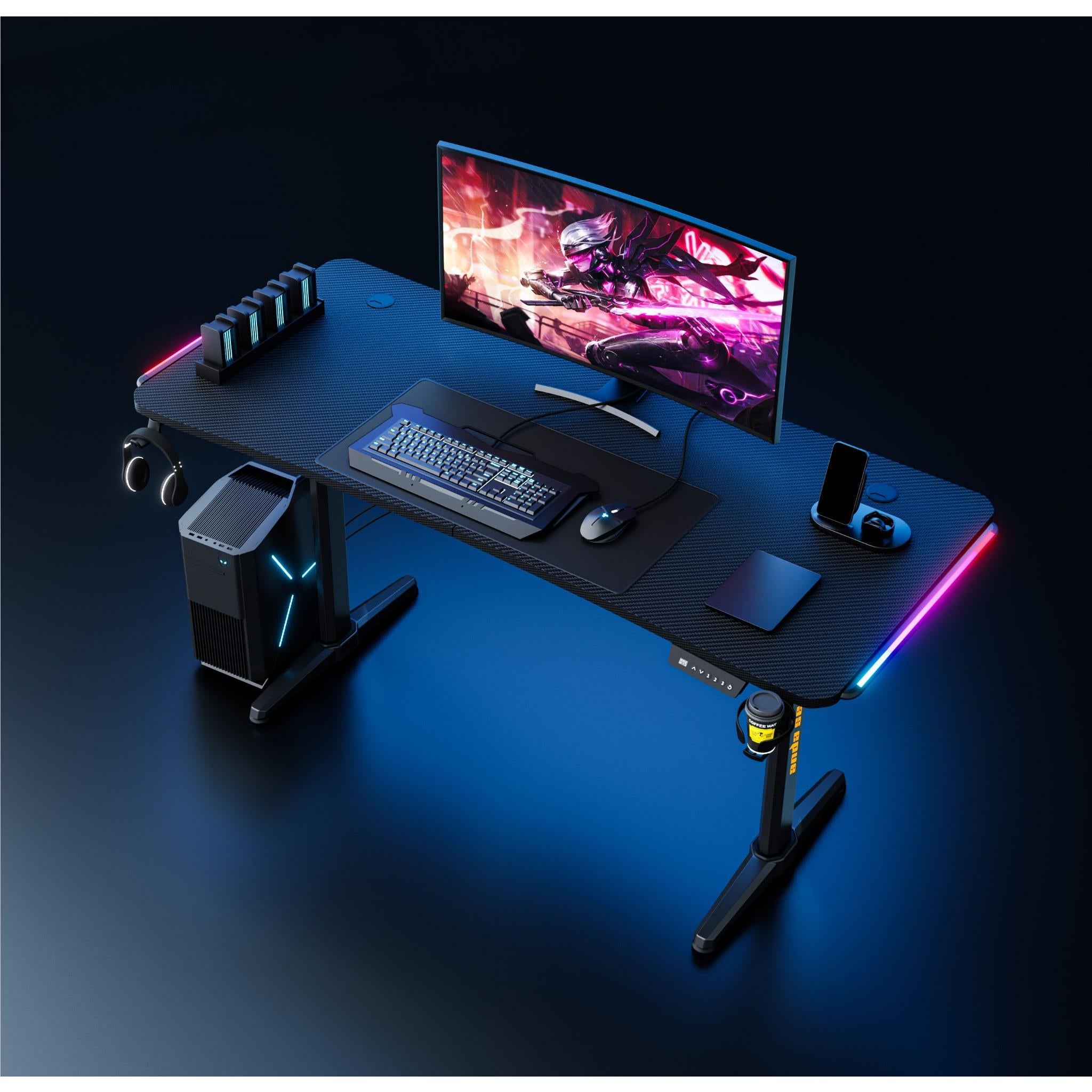 Anda Seat Terminator Gaming Desk - Ergonomic Computer Desk for PC & Console Gamers - Perfect for Home Office, Streaming & Esports Setup