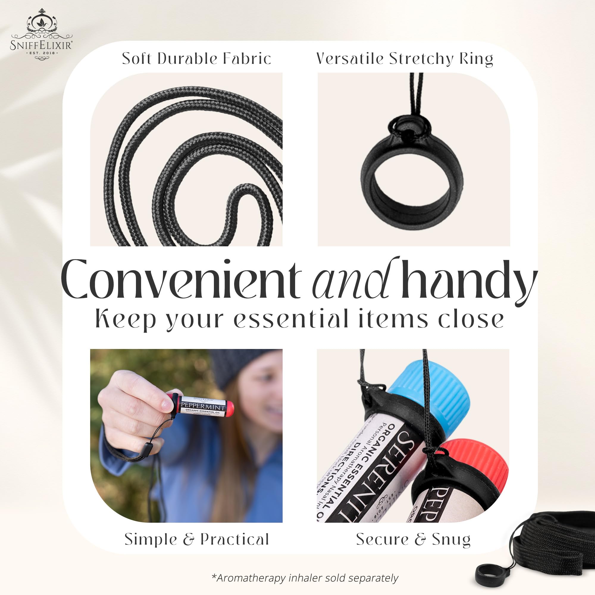 Stretchy Black Silicone Lanyard Set - 2 Pack for Aromatherapy, Lip Balm & Pens