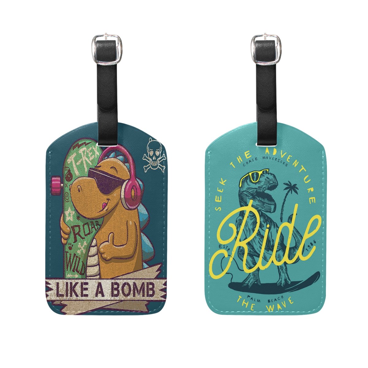 Dinosaur Luggage Tags - Cute Animal Travel Accessories for Suitcases & Bags | Perfect for Kids Backpacks, Vacation Trips & Airplane Travel