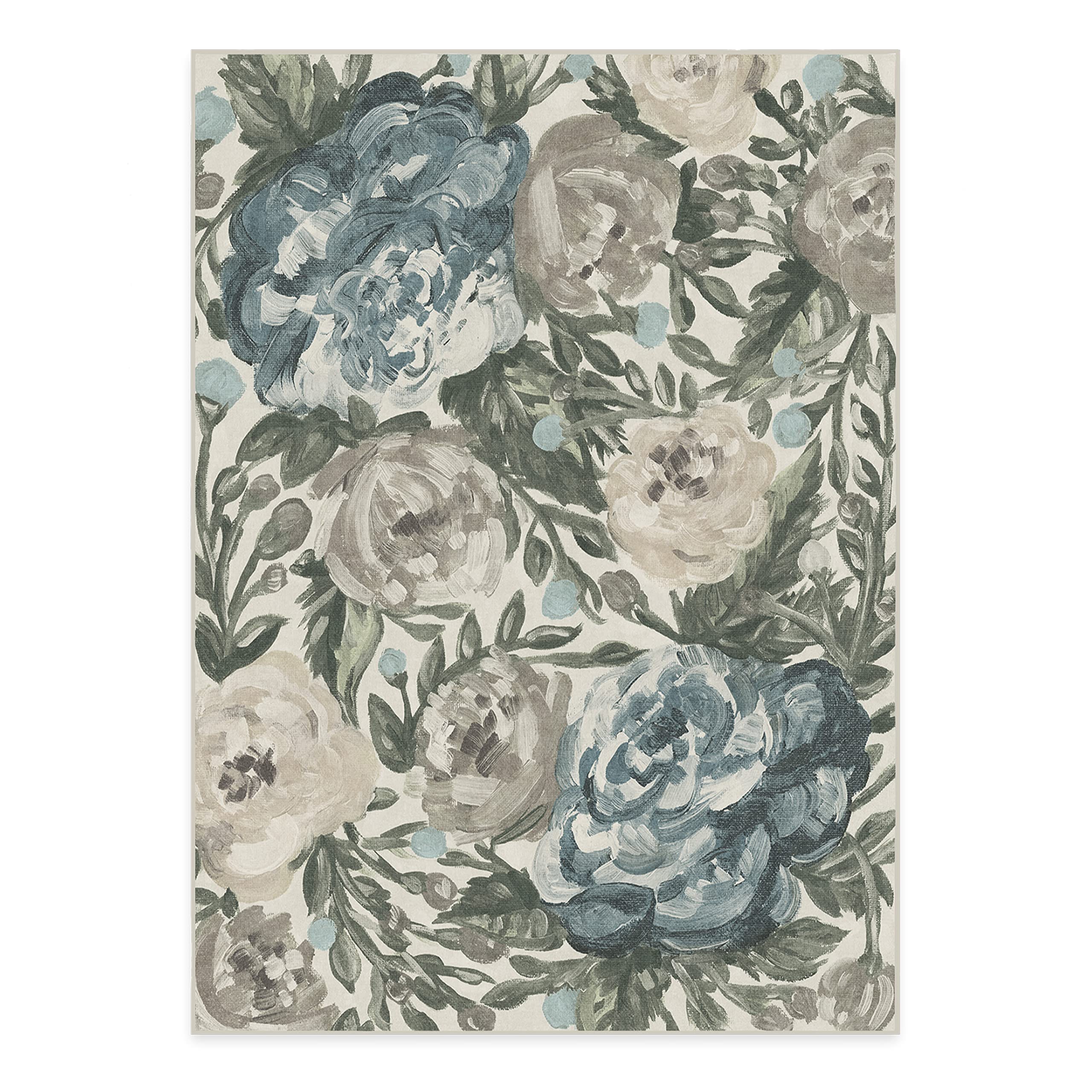 Ruggable Washable 5x7 Area Rug - Camellia Jade Pattern | Non-Slip Gripper Pad Included | Premium Machine Washable Rug for Living Room, Bedroom, Kitchen, Office & Classroom | Perfect for High Traffic Areas & Pet-Friendly Homes