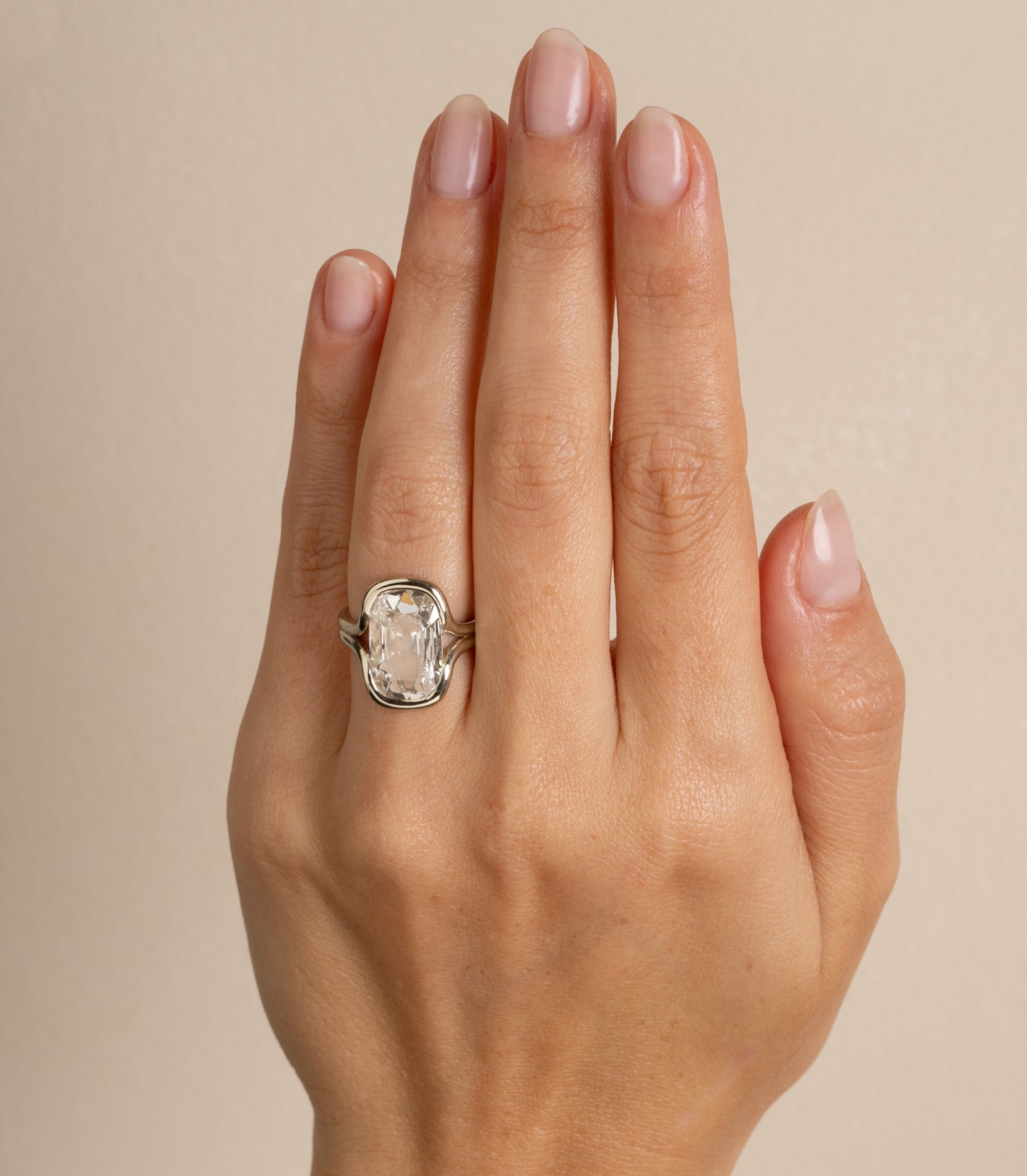 4Ct Flat Cushion Lab Grown Diamond Engagement Ring for Women - Onda Unique Wedding Band, Anniversary Gift & Proposal Jewelry