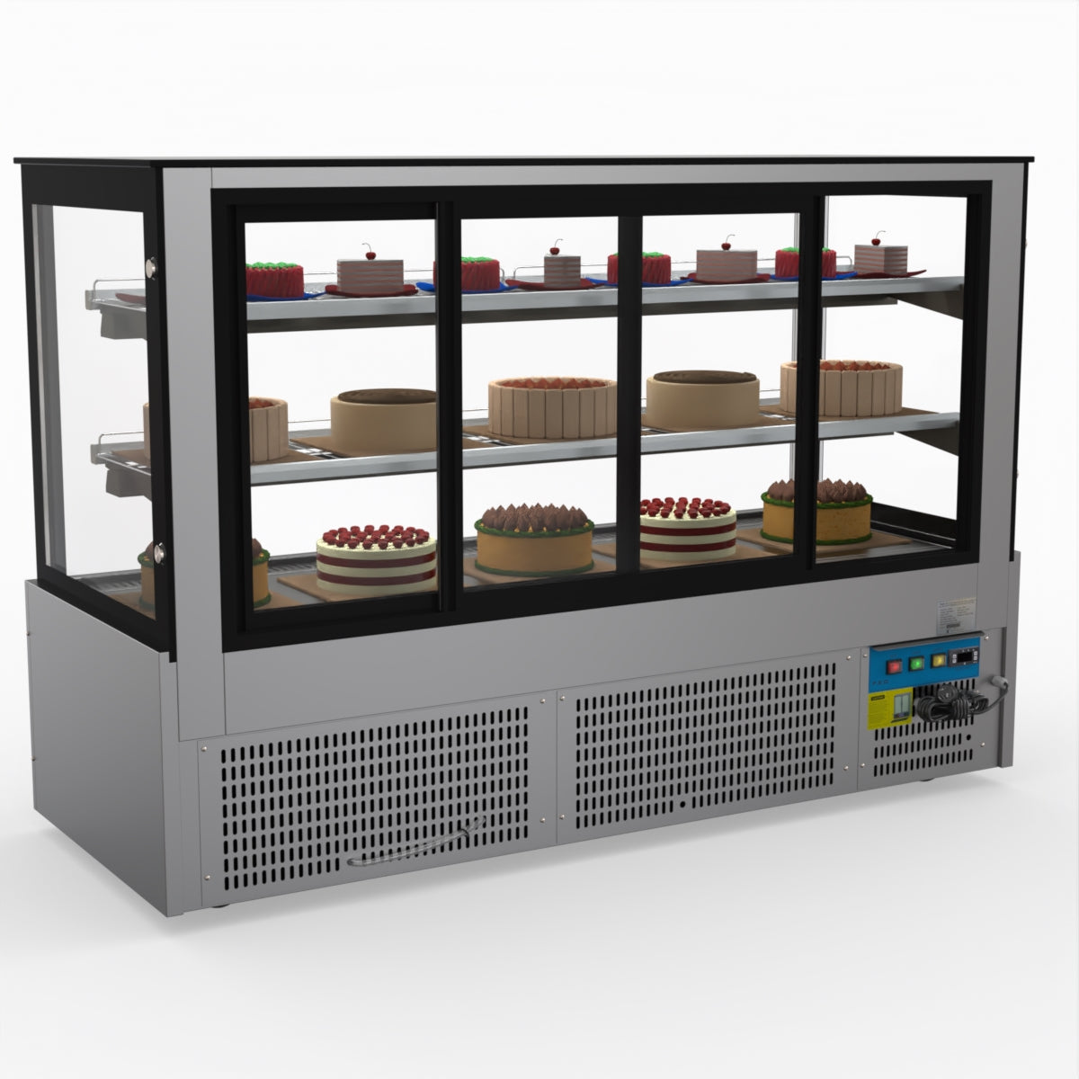 Bonvue SG180FA Commercial Refrigerated Display Case - Dual Glass Door Merchandiser for Deli, Bakery & Grocery - Perfect for Supermarkets, Convenience Stores & Cafes