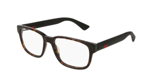 Gucci GG 0011O 009 Havana/Black Transparent Rectangular Unisex Eyeglasses - Stylish & Lightweight Glasses for Men & Women - Perfect for Reading, Driving & Fashion Accessories