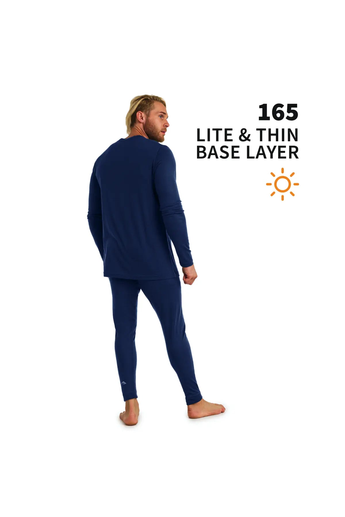 Men's Merino Wool Thermal Underwear Set - 165 Navy Blue - Base Layer for Winter, Skiing & Outdoor Activities