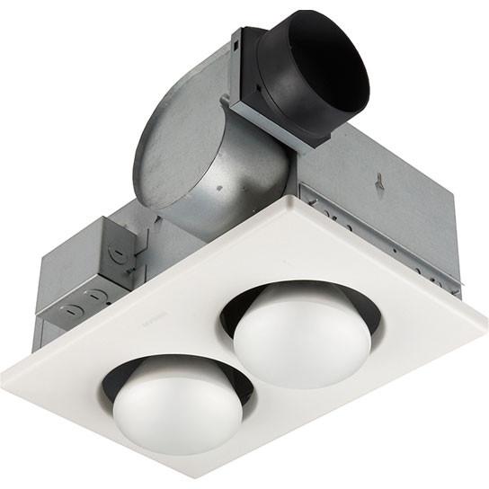 Broan 164 UL Listed Bathroom Exhaust Fan with 2-Bulb Infrared Heater Light - Quiet Ventilation for Bathroom, Spa & Home Use