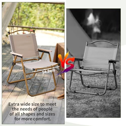 BOOSDEN Portable Folding Camping Chair - Ultralight Outdoor Beach Chair with Wooden Handle for Picnic, Travel, Hiking & Fishing - Supports 330Lbs (2 Pack) | Perfect for Backyard BBQs, Beach Trips, Camping Adventures and Outdoor Concerts