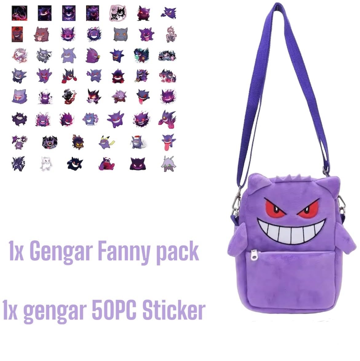 Genga Crossbody Bag for Women - Stylish Purple Shoulder Bag with 50 Unique Stickers - Perfect for Travel, Shopping & Everyday Use