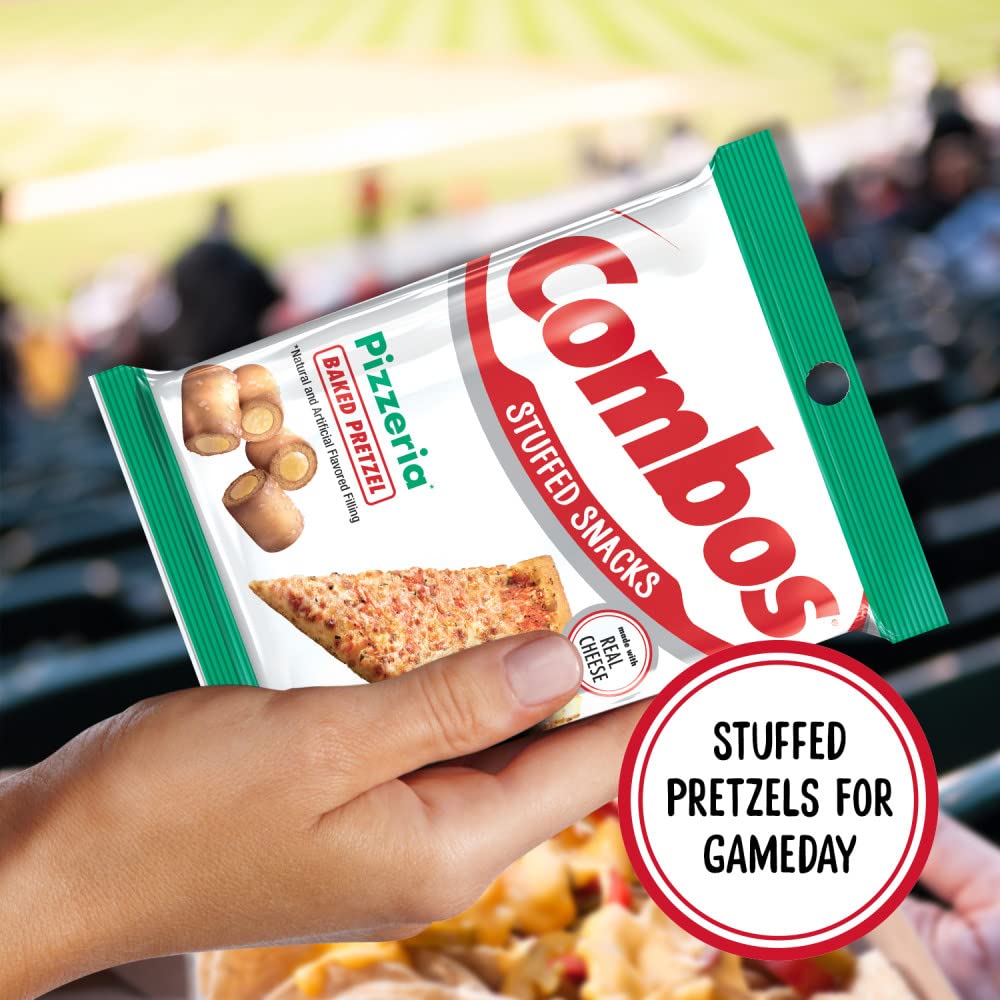 COMBOS Cheese Snacks - Baked Pizzeria Pretzel & Cheese Crackers, 6.3-Oz Bags (Pack of 12) | Bulk Snack Box for Office, School & Road Trips