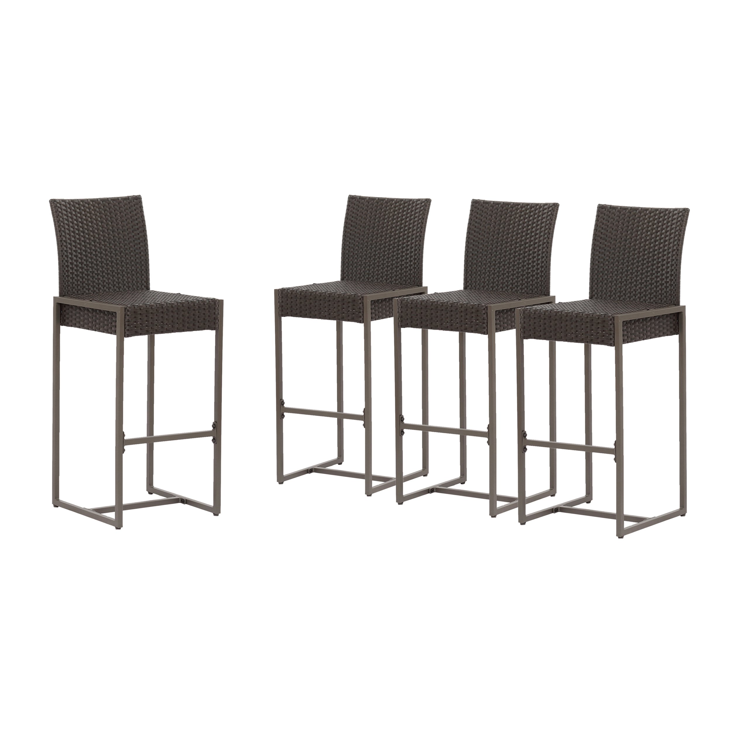Christopher Knight Home Kelly Outdoor Wicker Bar Stools - Set of 4, 30 Inch Height, Dark Brown - Perfect for Patio, Deck, Poolside & Garden Seating