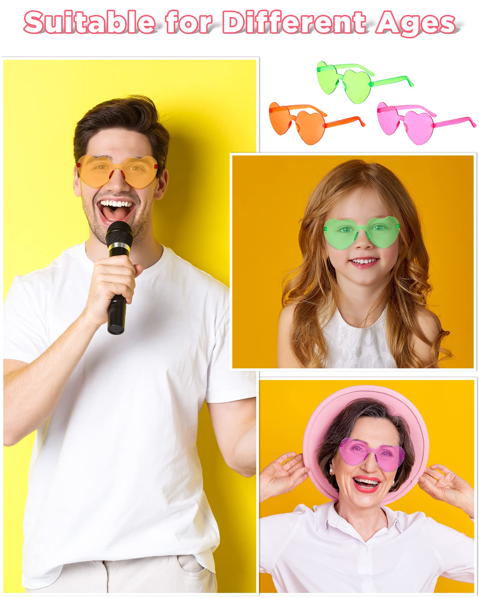 **Yunsailing 30 Pcs Heart Shape Sunglasses - Rimless Heart Glasses Bulk, Colorful Sunglasses for Adults, Women & Men - Perfect for Parties, Festivals & Summer Fashion**