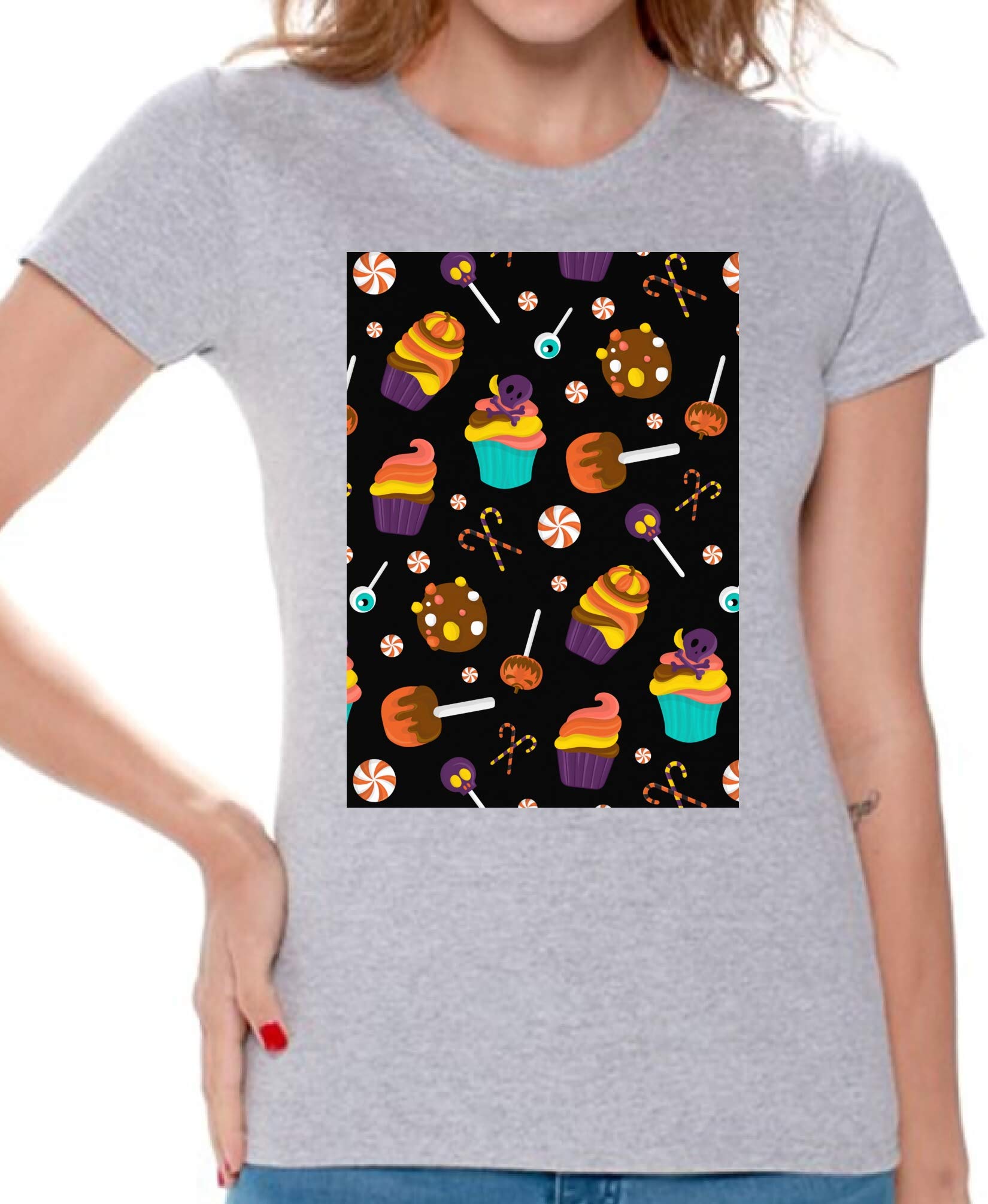 Awkward Styles Halloween T-Shirt - Sweet Candies Print Women's Tee for Costume Parties & Trick or Treating