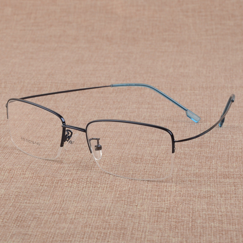Bclear Men's Eyeglasses - Large Frame Titanium Alloy Semi-Rimless Glasses S879 for Business & Casual Wear