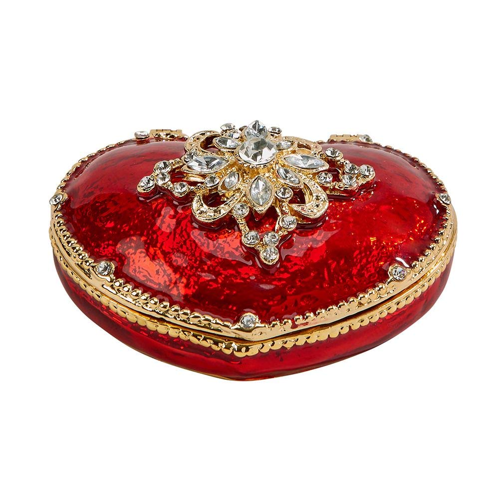 Elegant Red Heart Trinket Jewelry Box with Swarovski Crystals - Perfect Gift for Women, Girlfriend, Wife - Decorative Storage for Rings, Necklaces & Keepsakes - Valentine's Day, Anniversary & Birthday Present