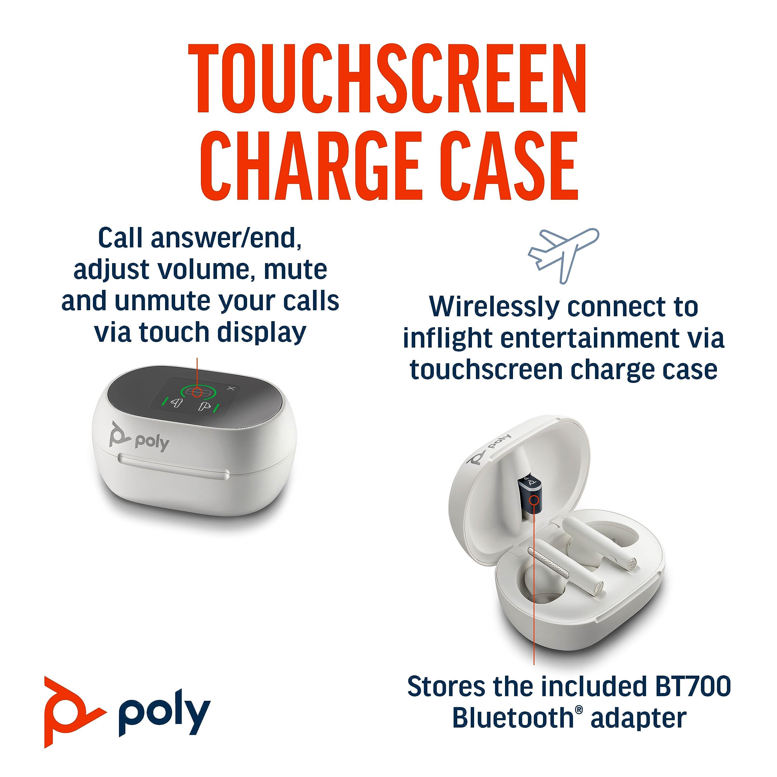 Poly Voyager Free 60+ UC True Wireless Earbuds with Active Noise Cancellation (ANC) – Bluetooth Headphones for iPhone, Android, PC & Mac – Noise-Canceling Mics for Crystal Clear Calls – Teams Certified – Touchscreen Charge Case – Perfect for Work Calls, Gym, Commuting & Travel – Amazon Exclusive