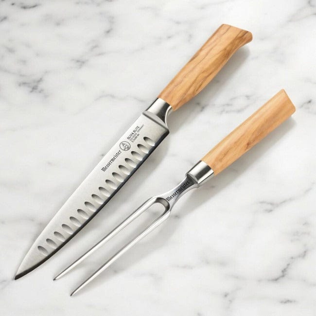Oliva Elite 2-Piece Carving Set - Premium Stainless Steel Knife & Fork for Roast Beef, Turkey & Ham - Perfect for Holiday Dinners & Family Gatherings