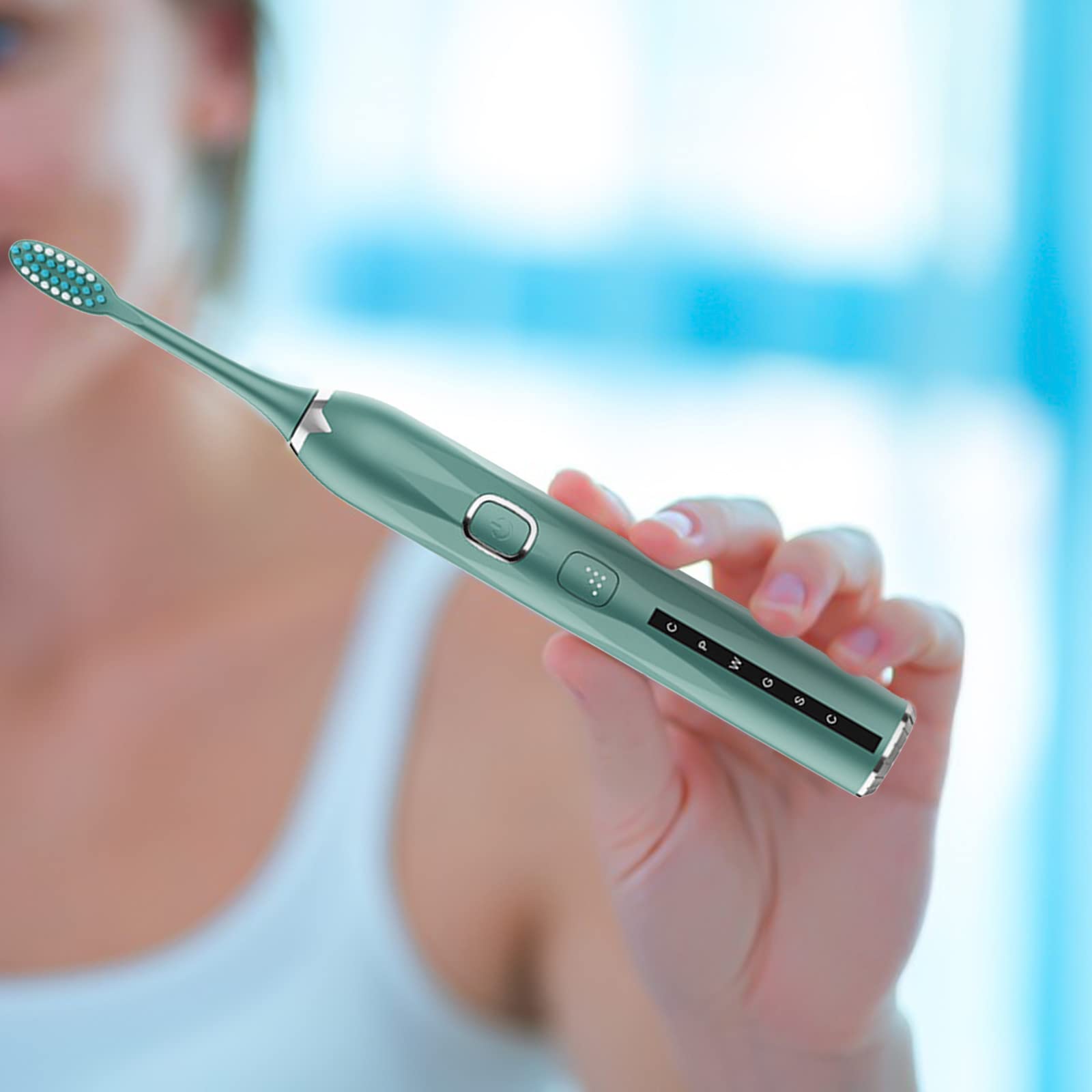 Sonic Electric Toothbrush for Adults - 5 Cleaning Modes, Smart Timer, USB Rechargeable with 2 Replacement Brush Heads - Perfect for Travel, Home & Office Use (Green)