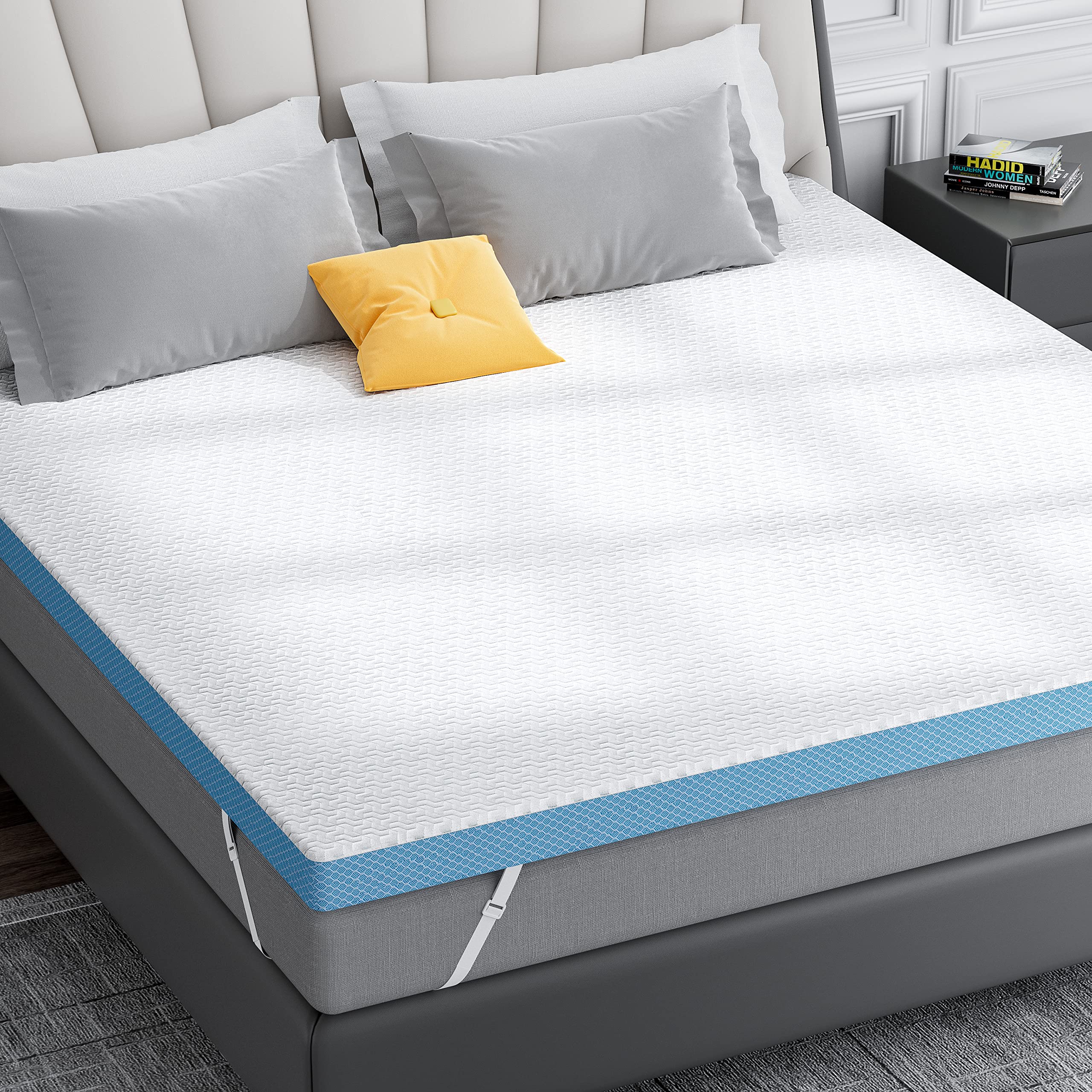 IMOOY 3 Inch Cooling Gel Memory Foam Mattress Topper - California King Size for Back Pain Relief & Pressure Relief, Breathable Removable Washable Cover, 10 Year Warranty - Perfect for Hot Sleepers, Side Sleepers & Back Pain Sufferers