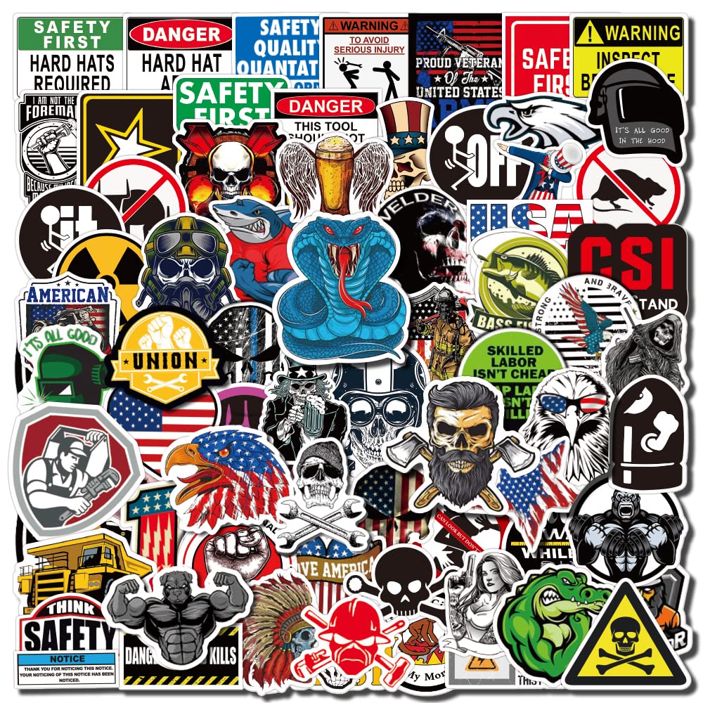 100 PCS Funny Hard Hat Stickers for Adults - Construction, Welding, Toolbox & Helmet Decals - Durable Vinyl Stickers for Men - Perfect for Work Safety Gear, Trucks & DIY Projects