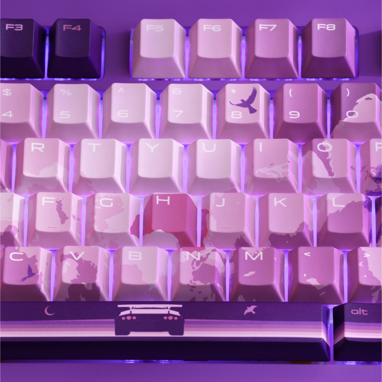 GPBT Synth Sunset Keycaps - Premium Custom Mechanical Keyboard Keycap Set for Typing & Gaming | Perfect for PC, Mac, RGB Builds & Streamer Setups
