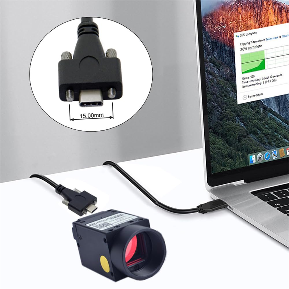 USB C to USB 3.0 Cable with Locking Connector - for Camera & Panel Mount