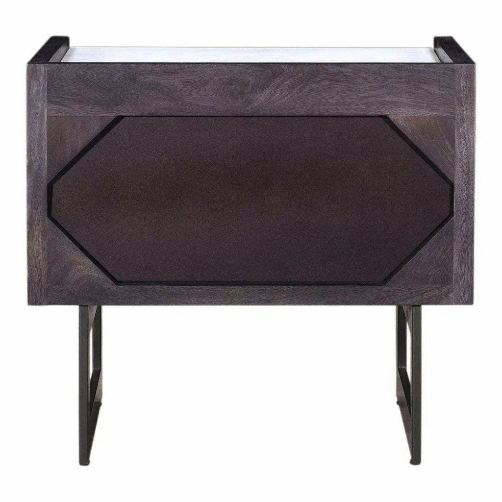 22 Inch Nightstand Dark Grey Contemporary - Modern Bedside Table with Storage for Bedroom, Living Room, or Office