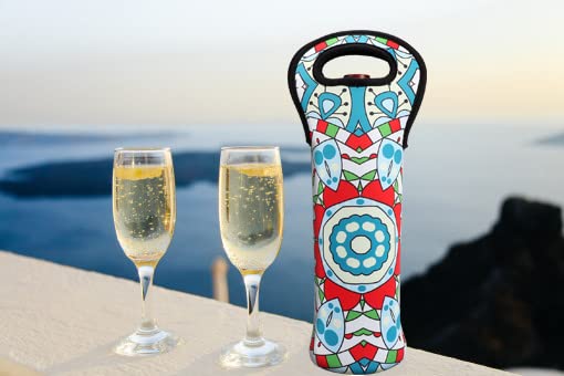 Insulated Neoprene Wine Tote Bag - Single Bottle Wine Carrier with Built-in Holder for Travel, Picnics & Outdoor Events
