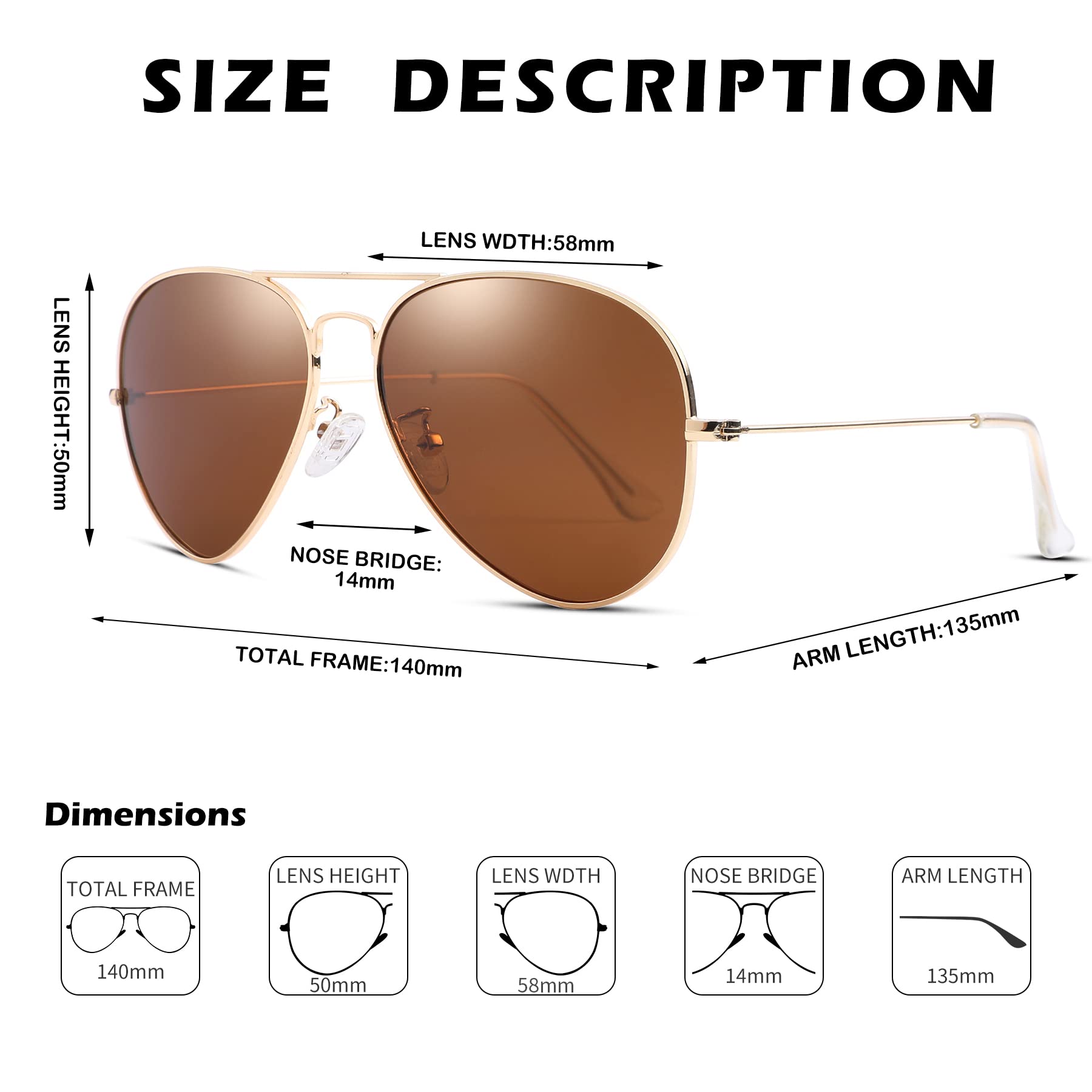 Pro Acme Aviator Sunglasses for Men & Women - Classic Polarized UV400 Protection - Perfect for Driving, Travel & Outdoor Activities