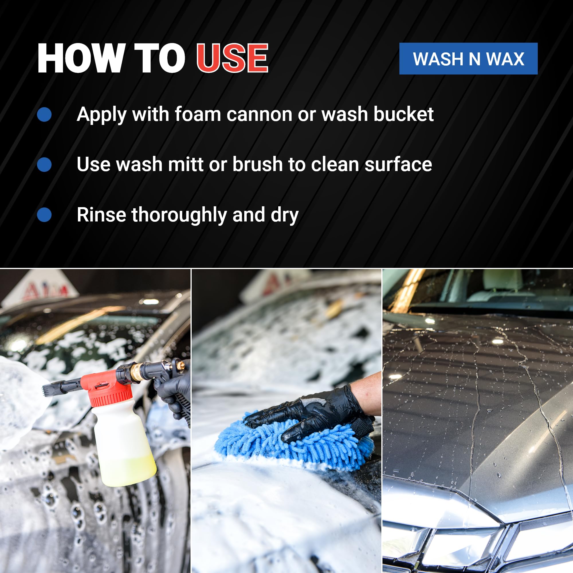 Premium Car Wash Soap with Wax - pH Balanced Formula (1 Quart) for Shiny, Protected Cars - Ideal for Home & Professional Auto Detailing