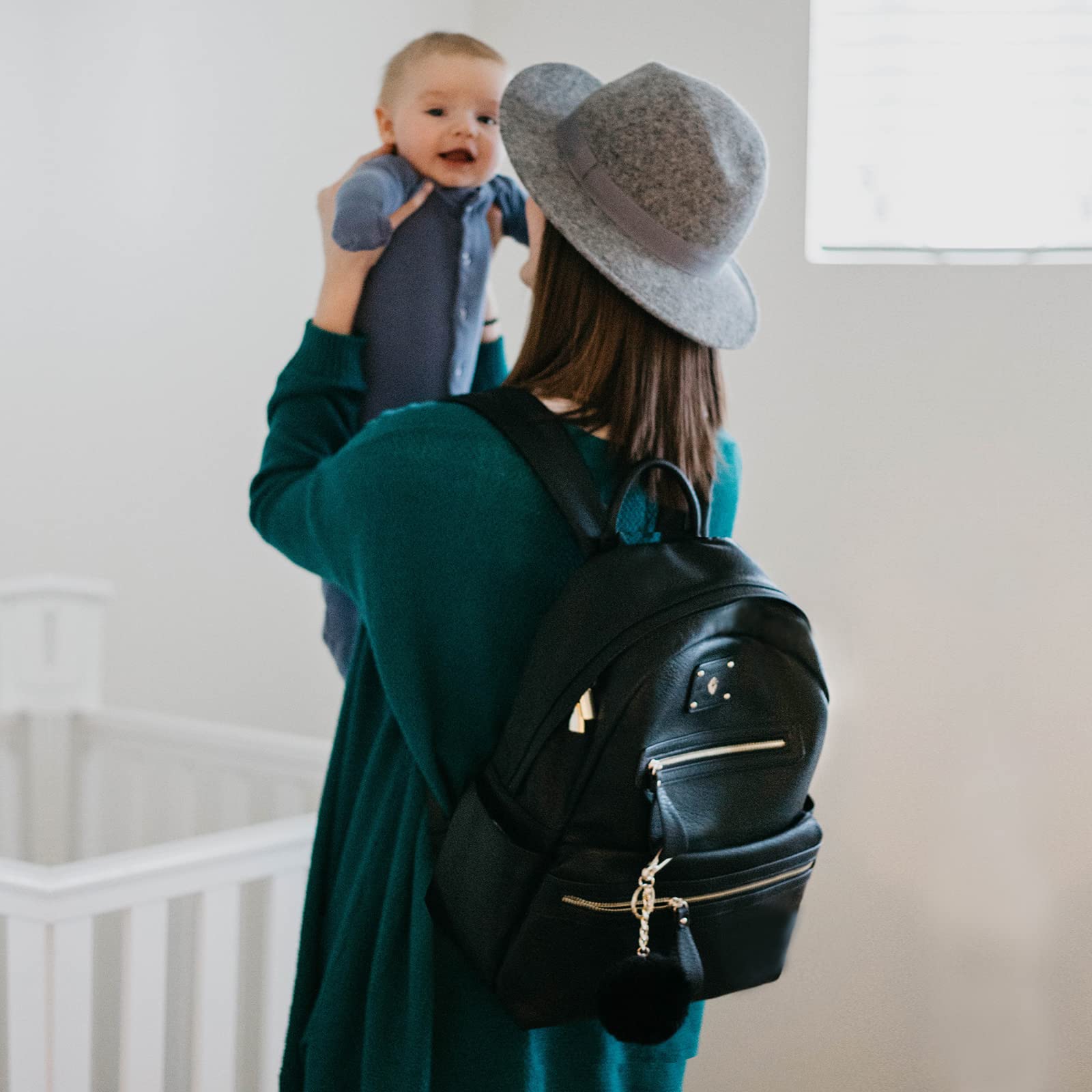 Premium Leather Diaper Backpack for Moms - Stylish Baby Bag with USB Charging Port & Changing Pad - Perfect for Travel, Daycare & On-the-Go Parenting