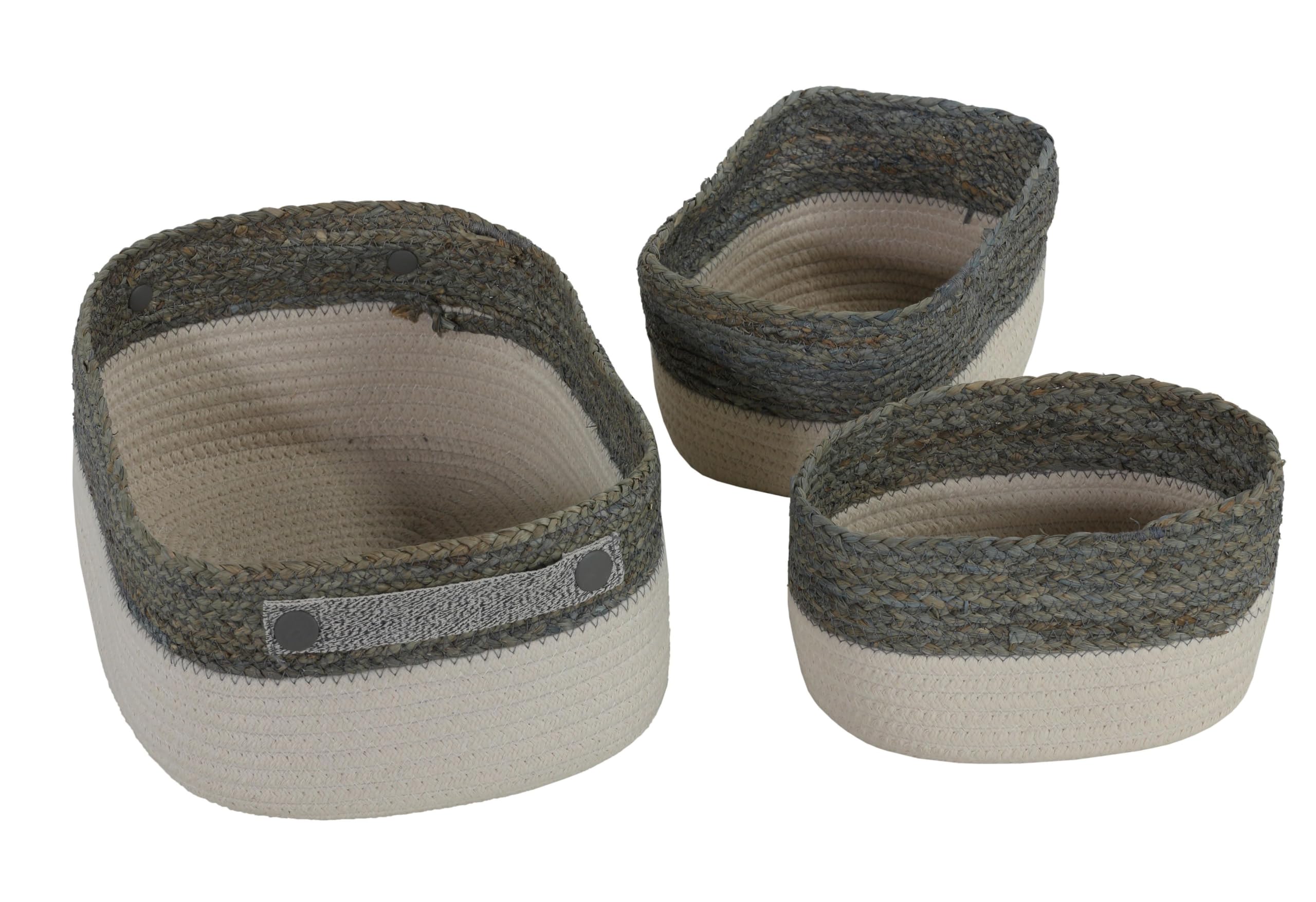 Grace Cotton Rope Sewing Organizer Baskets - Set of 3 for Craft Room Storage
