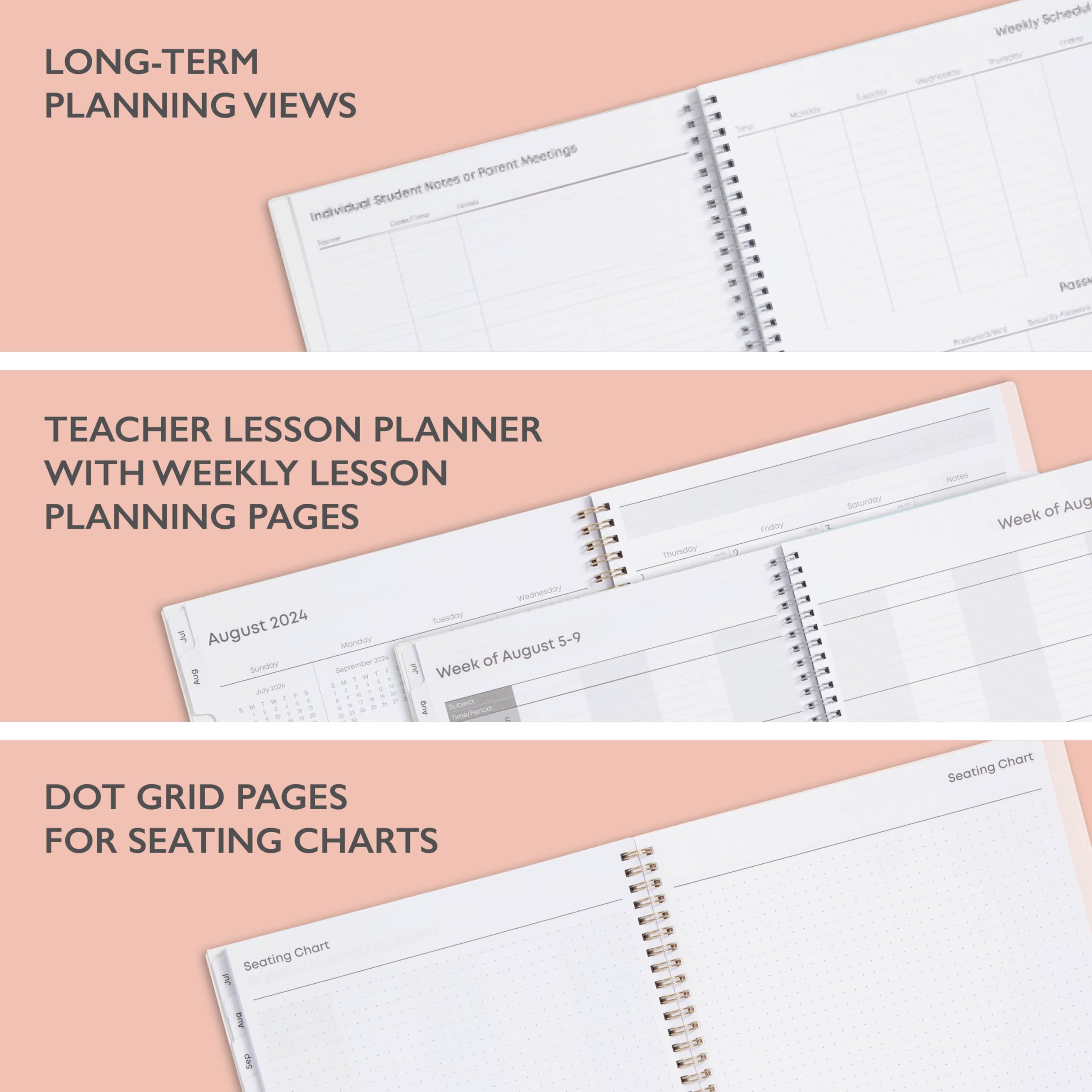 Blue Sky 2024-2025 Academic Year Teacher Planner - Weekly & Monthly Lesson Organizer, 8.5 x 11 Inch Wirebound Calendar with Flexible Cover (Kalinda 150647) - Perfect for Classroom Planning, Homeschooling & Teacher Gifts