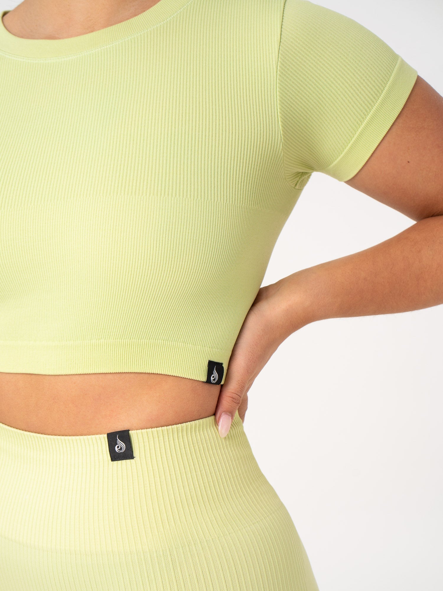 Premium Ribbed Seamless T-Shirt for Women - Soft Stretch Lime Green Tee - Casual Wear, Gym, Lounge & Everyday Comfort