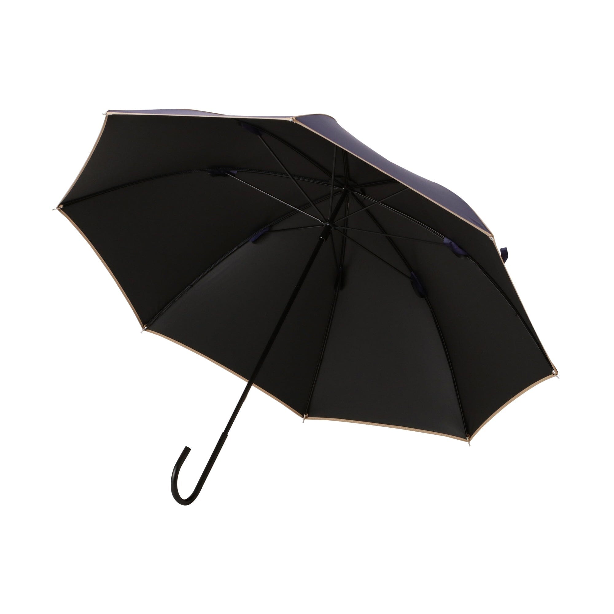 50cm Navy Blackout Piping Long Umbrella - Windproof & Waterproof for Outdoor, Travel, and Daily Commute