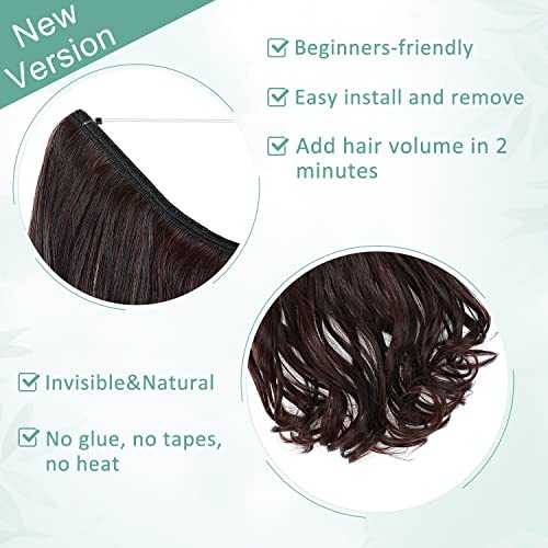 Premium Curly Synthetic Invisible Wire Hair Extensions - Seamless Clip-In Extensions for Volume & Length - Perfect for Parties, Weddings & Everyday Styling