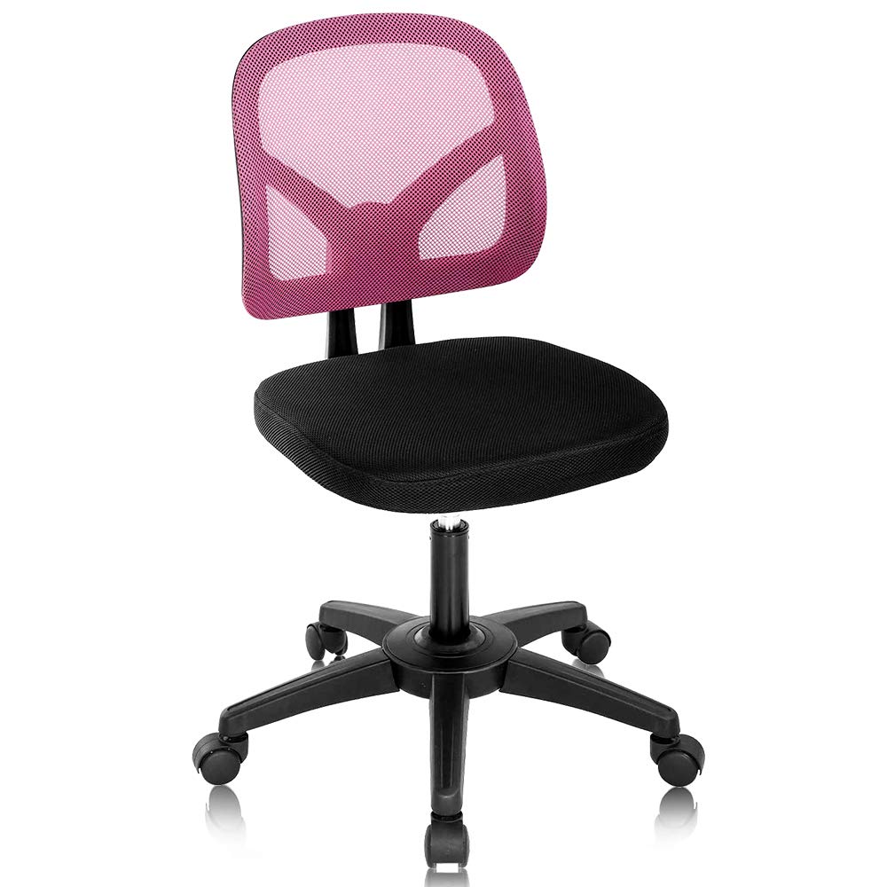 Ergonomic Home Office Chair - Mid Back Mesh Computer Desk Chair with Adjustable Height, No Armrest, Swivel & Casters - Modern Task Chair for Students & Professionals - Perfect for Small Spaces & Long Work Sessions (Pink)