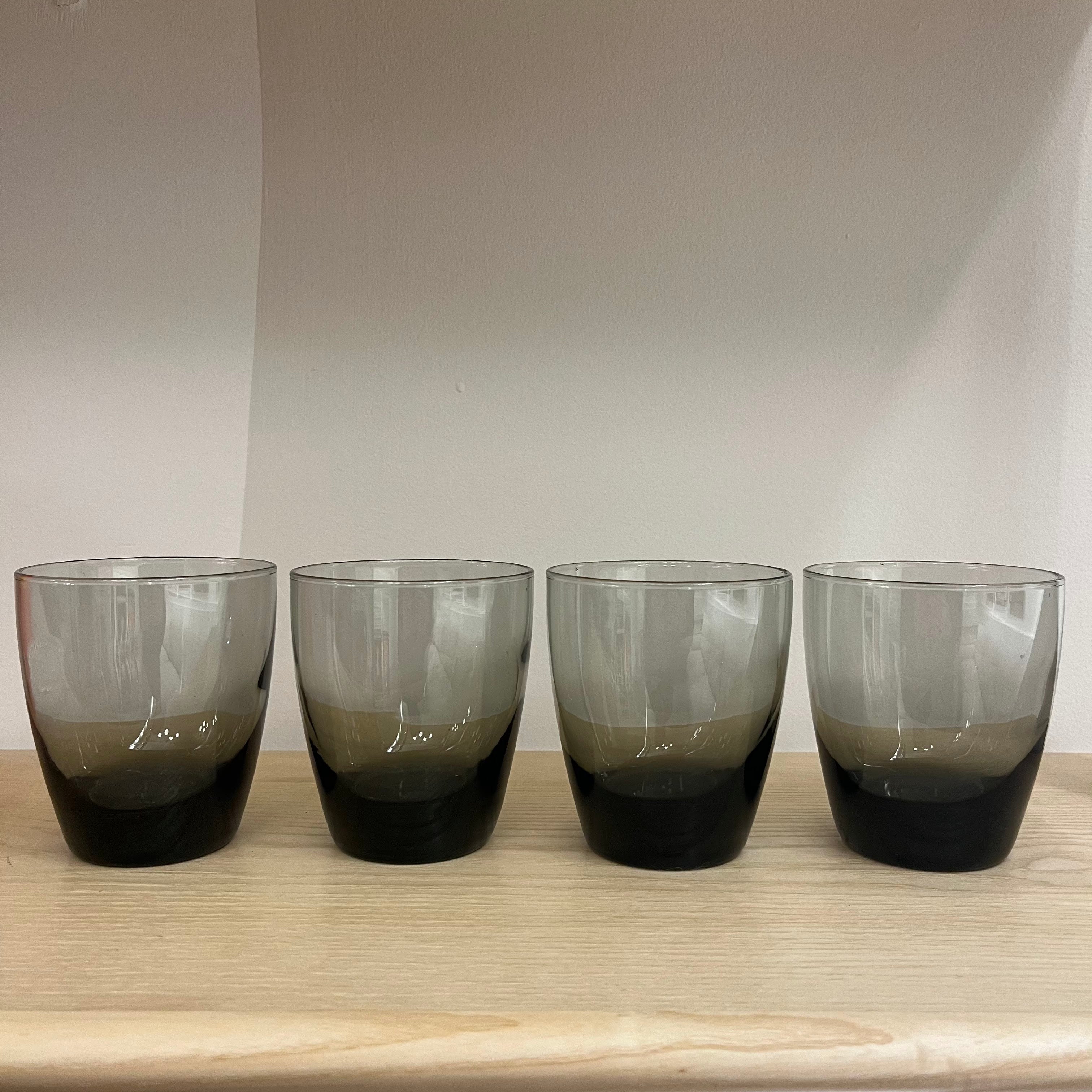 Premium Smoked Glass Set of 4 - Modern Tumbler Glasses for Whiskey, Cocktails & Iced Coffee - Perfect for Home Bar, Parties & Gifts
