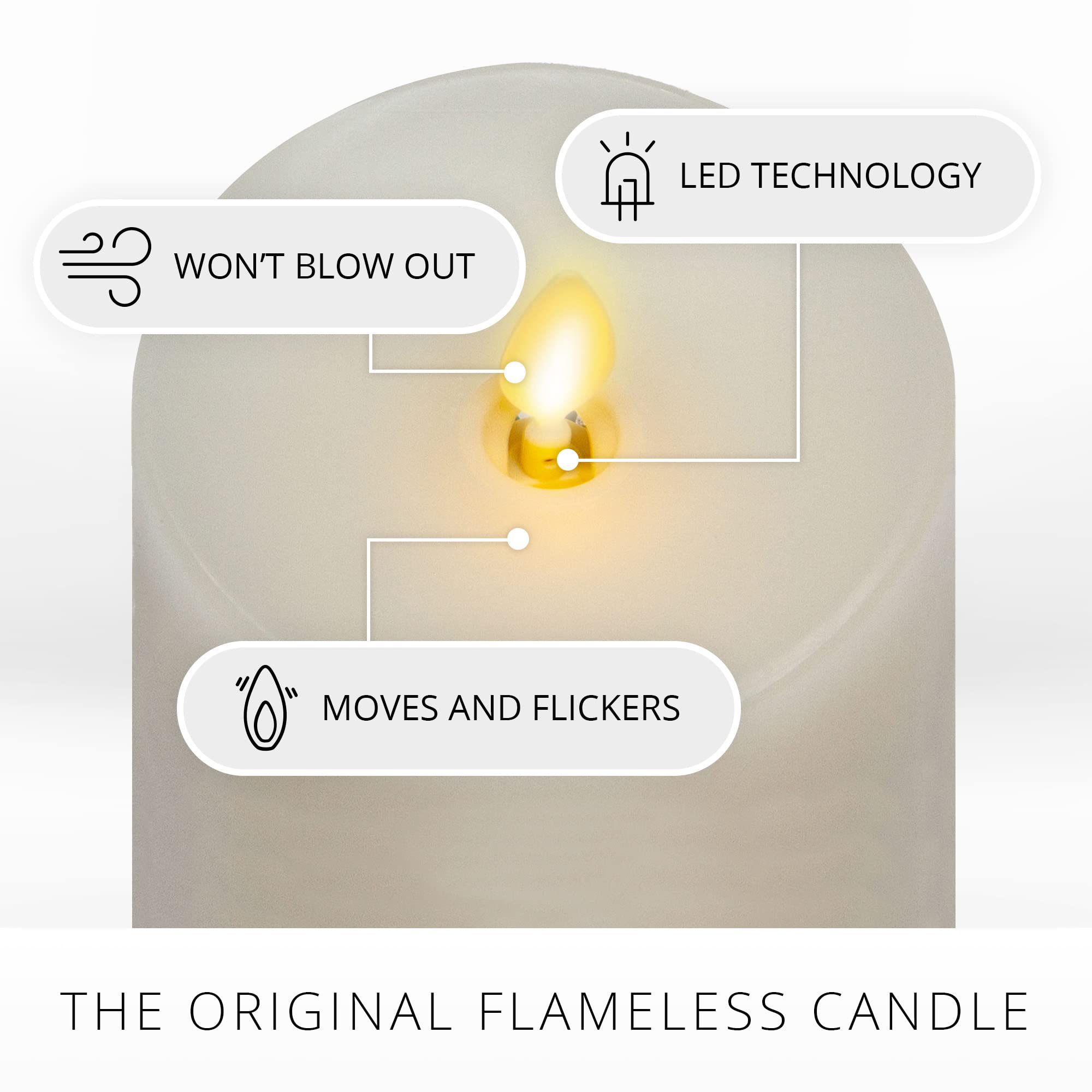Luminara Realistic Flameless LED Candles - Set of 3 White Battery-Operated Pillar Candles with Remote Control, Moving Flame Effect & Timer Function - Perfect for Home Decor, Weddings, and Romantic Dinners