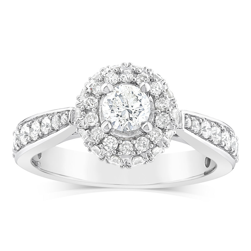 1 Carat Natural Diamond 9ct White Gold Round Brilliant Engagement Ring for Women - Perfect for Proposals, Weddings & Anniversaries