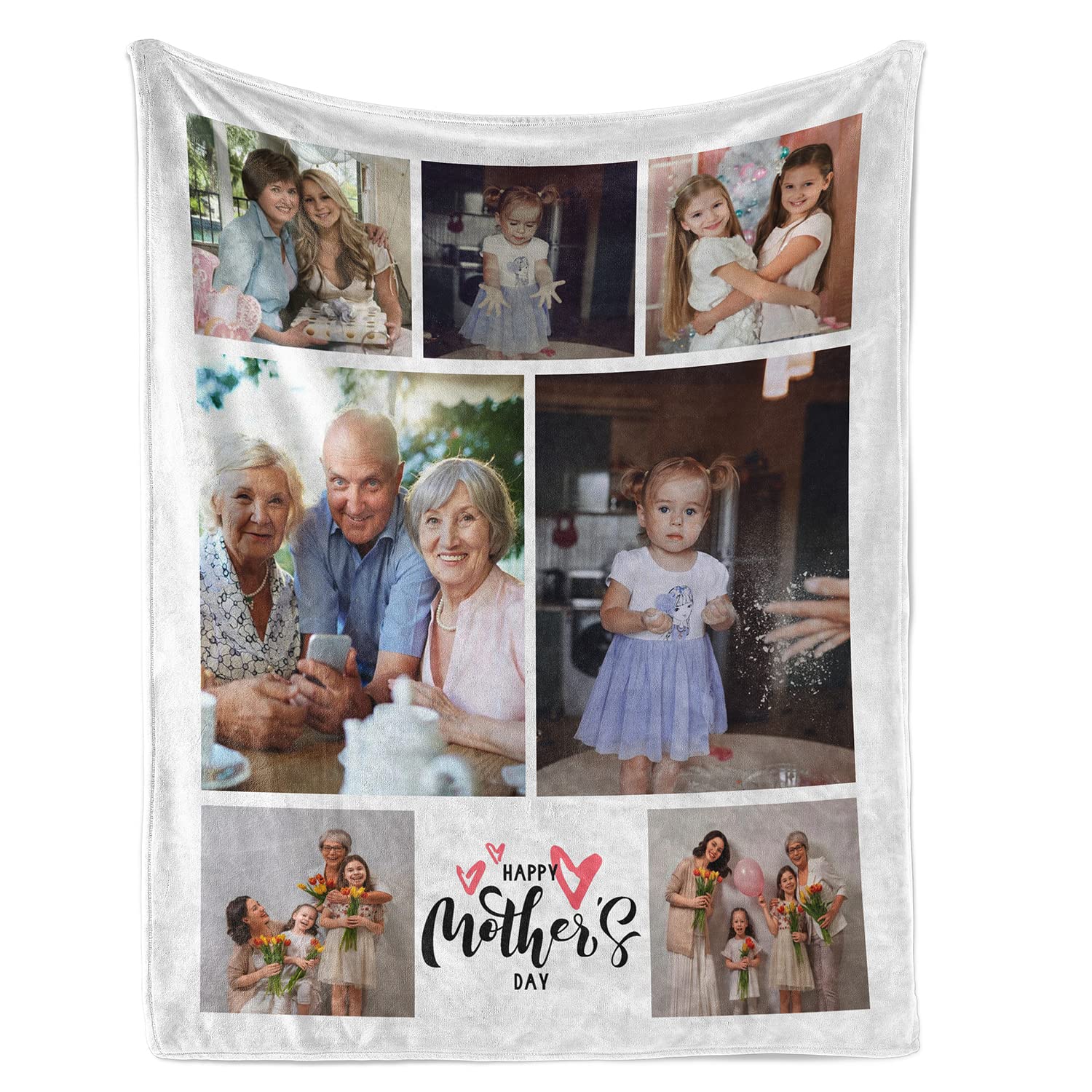 Custom Photo Blanket Personalized Fleece Throw - 60x50 Inch Flannel Bedding for Mother’s Birthday, Wedding Gift - Cozy Sofa Couch Blanket for Bedroom & Living Room (8P) | Perfect for Gifts, Home Decor & Family Keepsakes